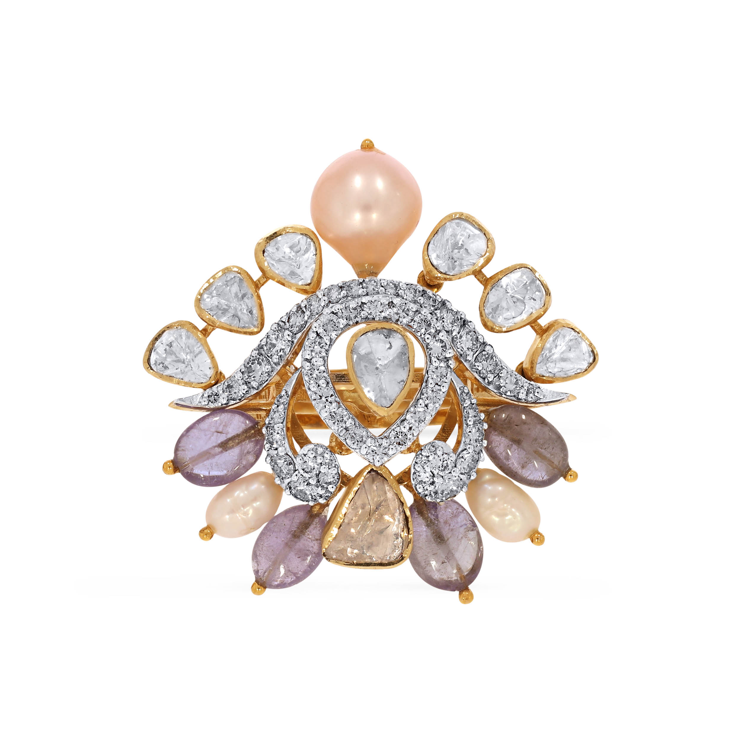 14K Yellow Gold Polki Diamond Ring-DLR-D000737453 - Senco Gold and Diamonds