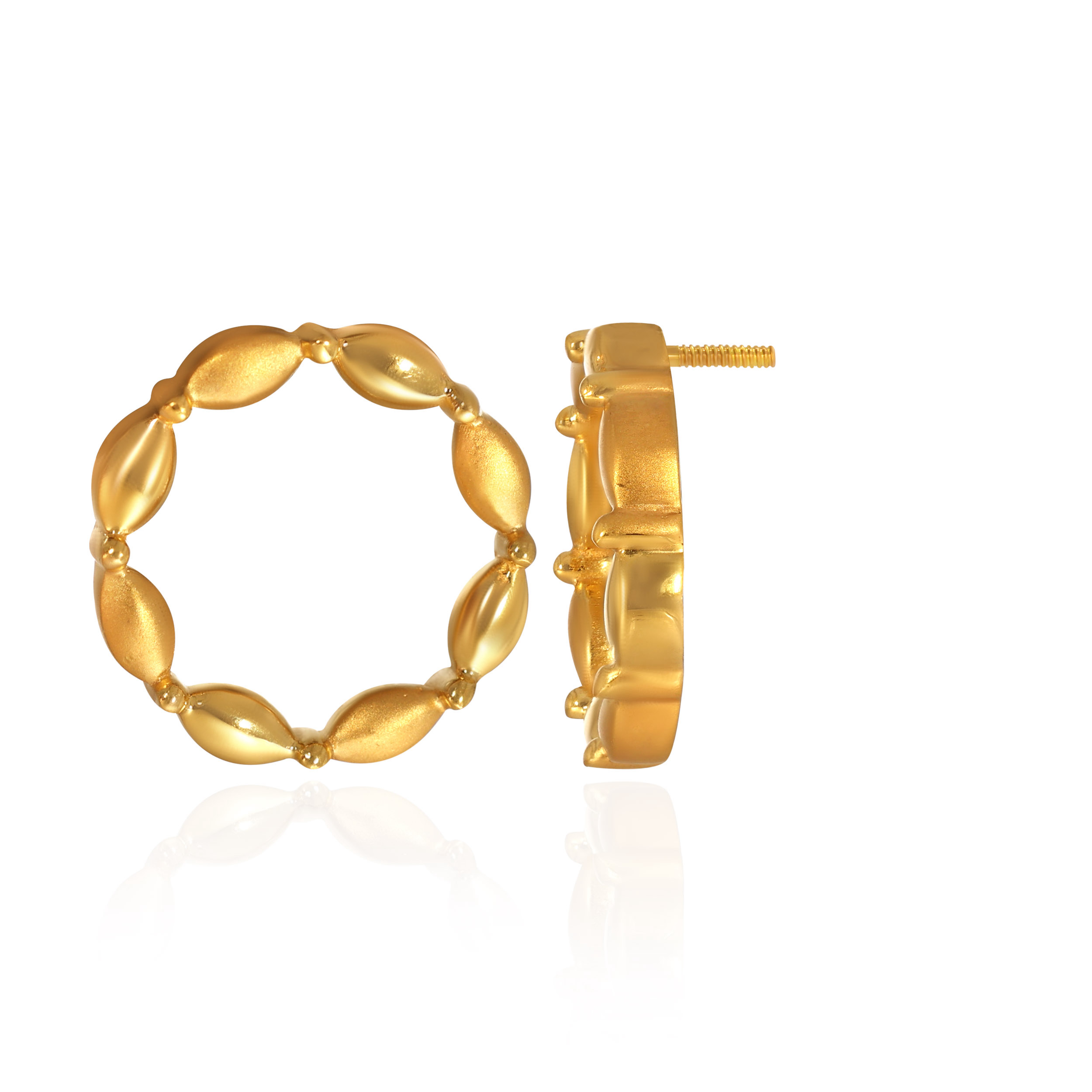 Gleaming Beaded Gold Studs - Senco Gold and Diamonds