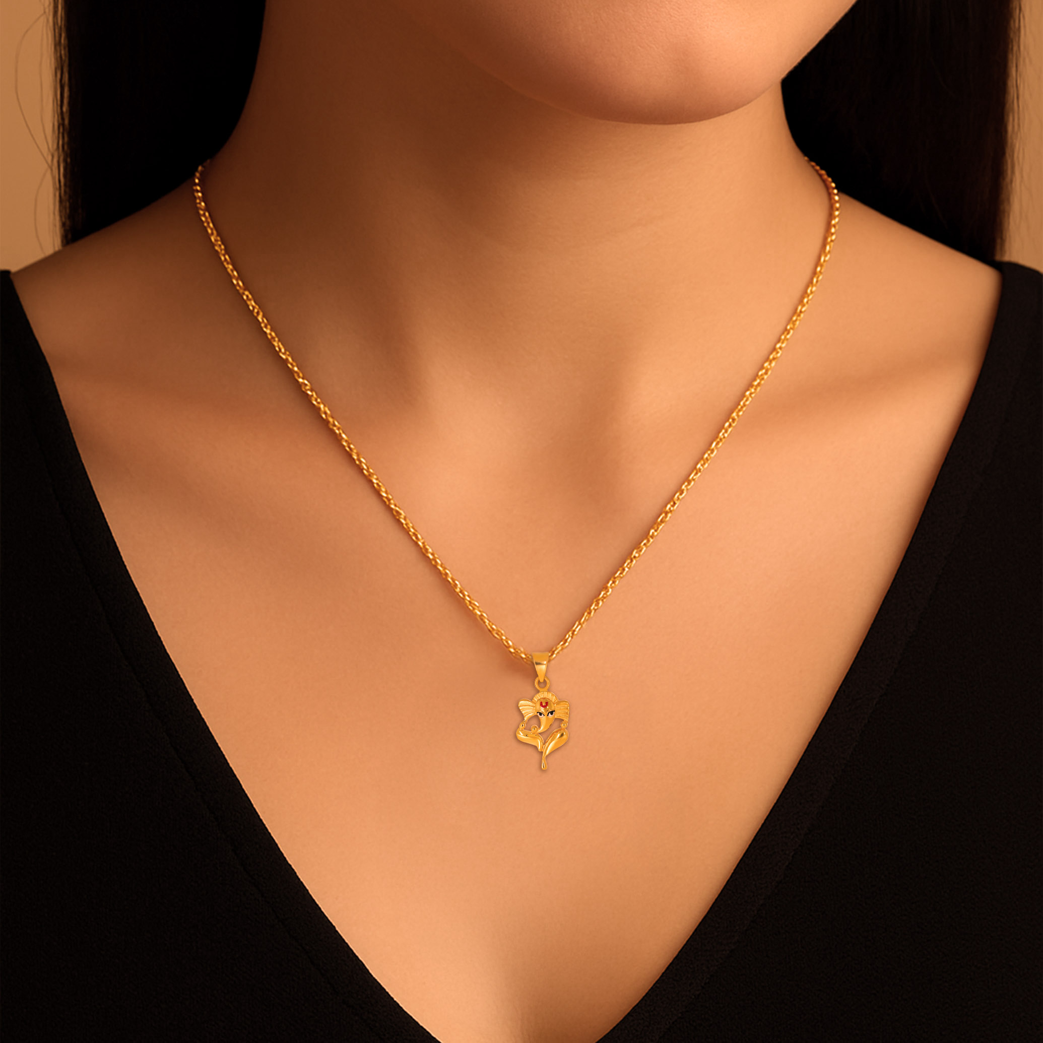 Vivid Aura Ganesh Diamond Pendant - Senco Gold and Diamonds