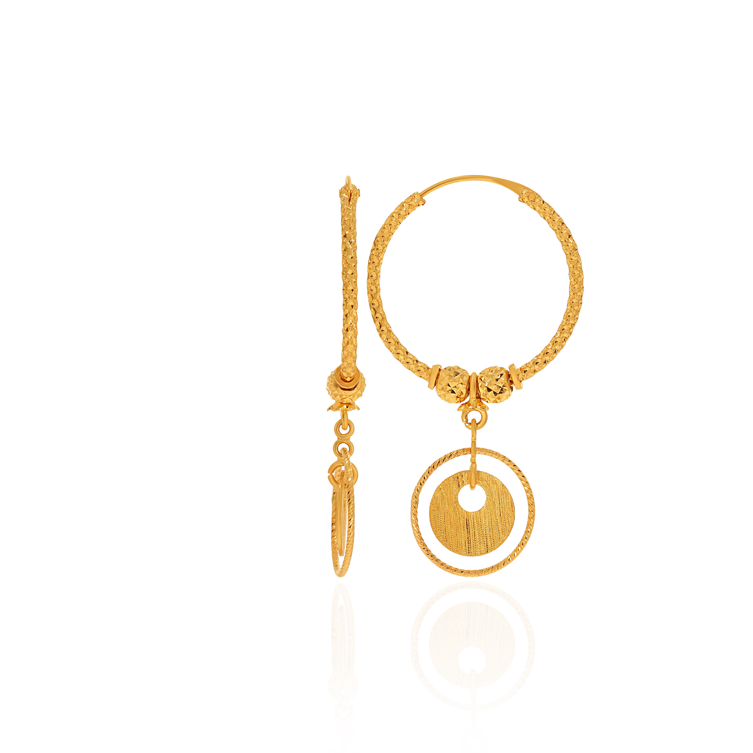 Festive Elegance Gold Hoop Earrings - Senco Gold and Diamonds