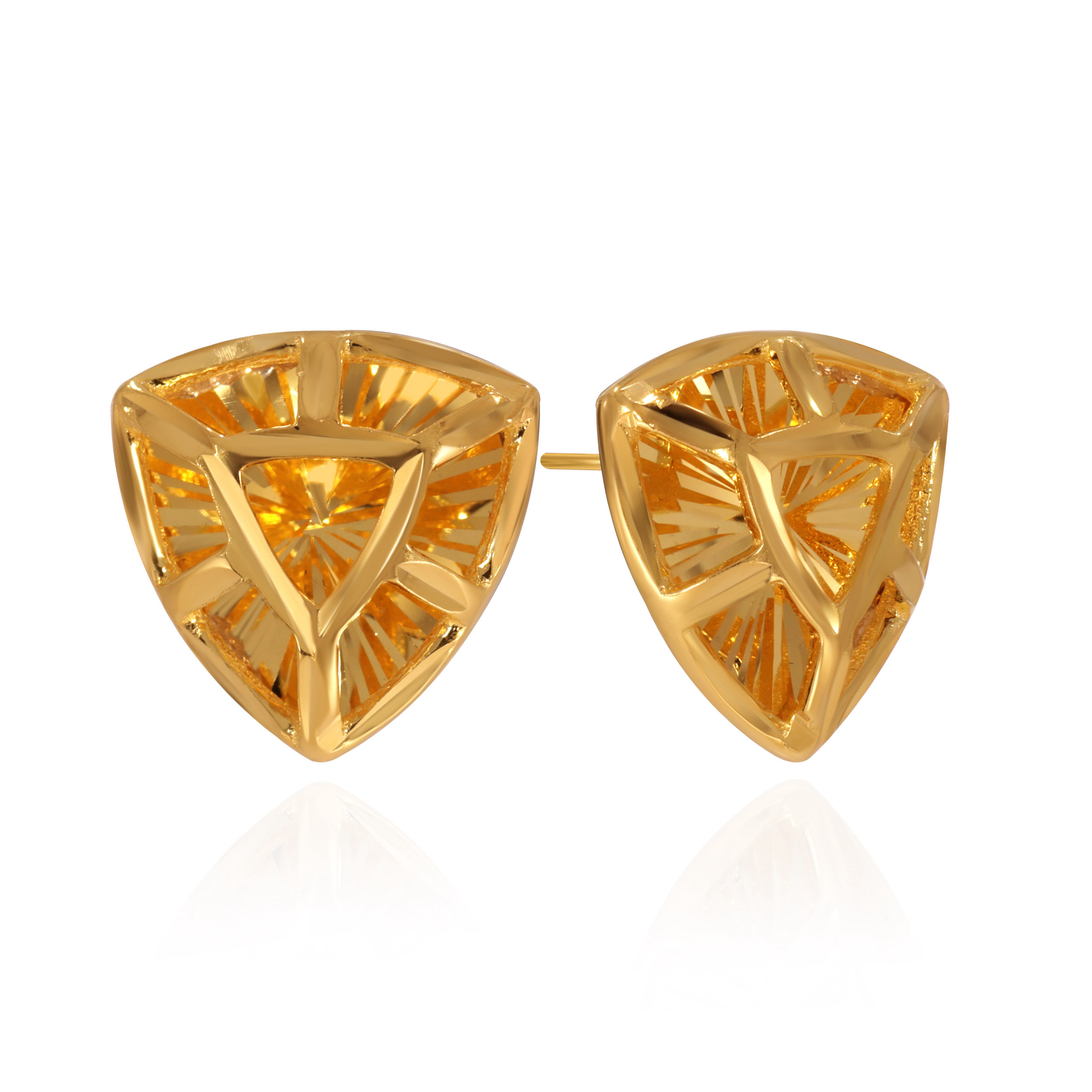 Sunlit Trillion Gold Studs - Senco Gold and Diamonds