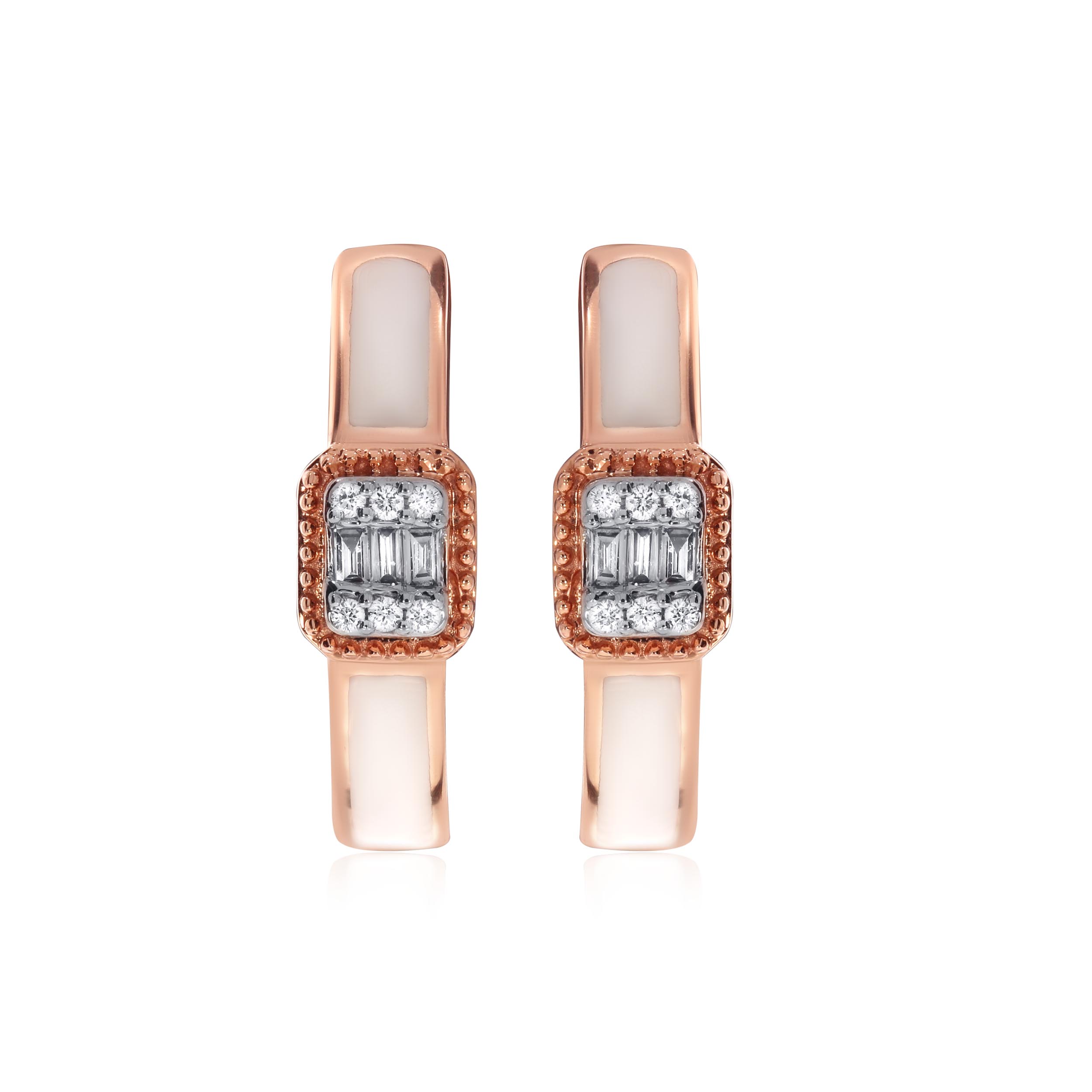 Whitish Aesthetic Diamond Hoop Earrings - Senco Gold and Diamonds