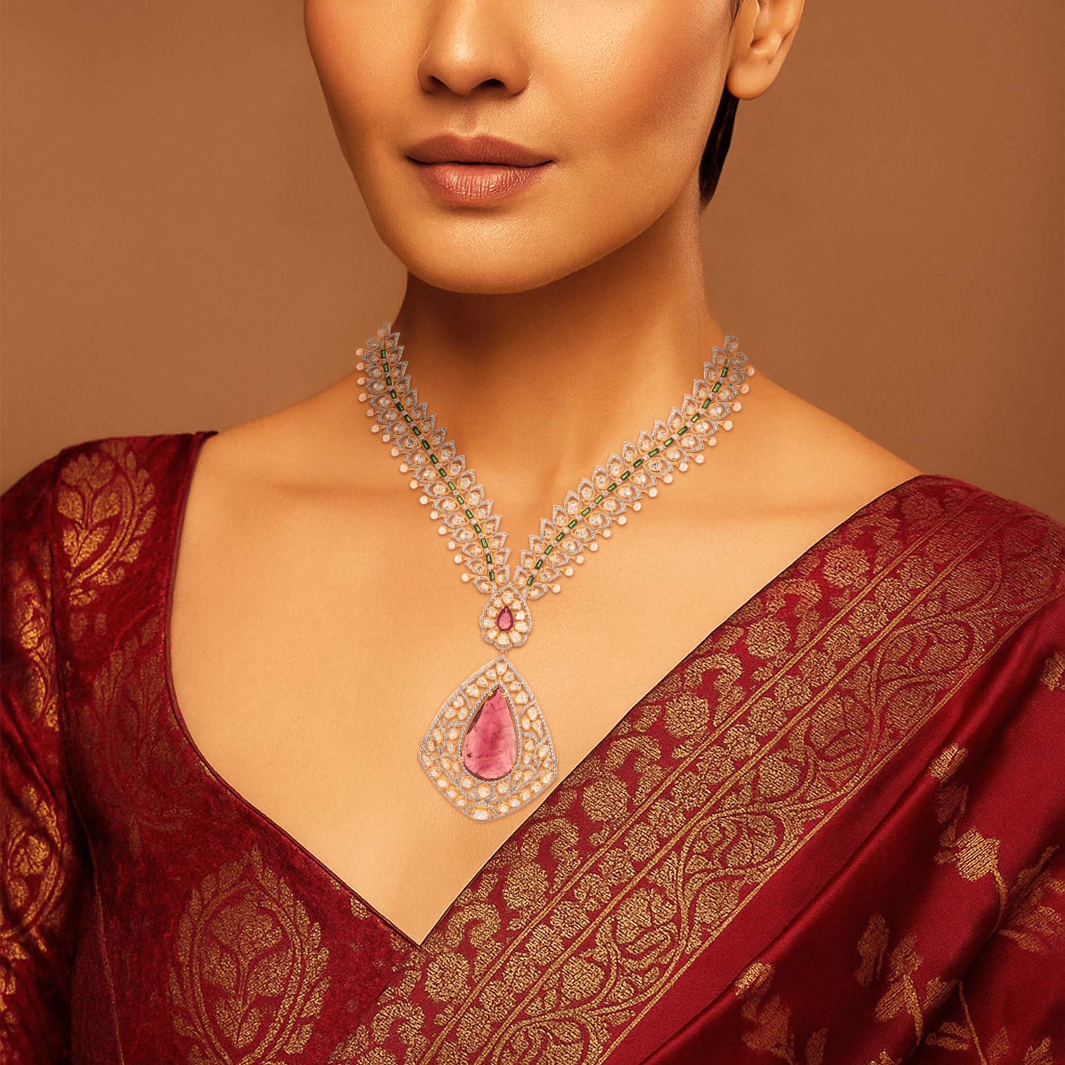 Refined Radiance Polki Diamond Necklace - Senco Gold and Diamonds