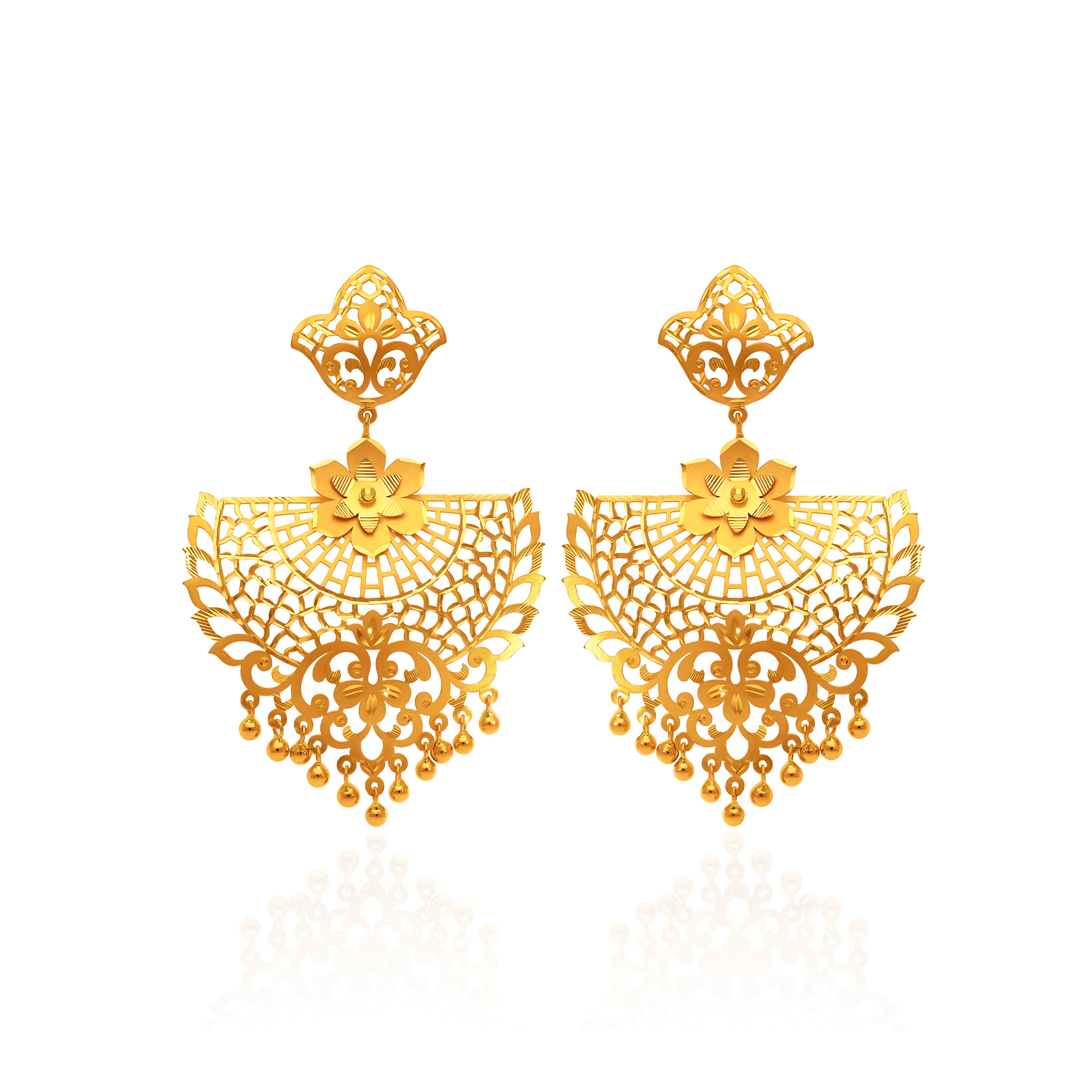 Enchanted Bloom Laser-Cut Gold Earrings - Senco Gold and Diamonds