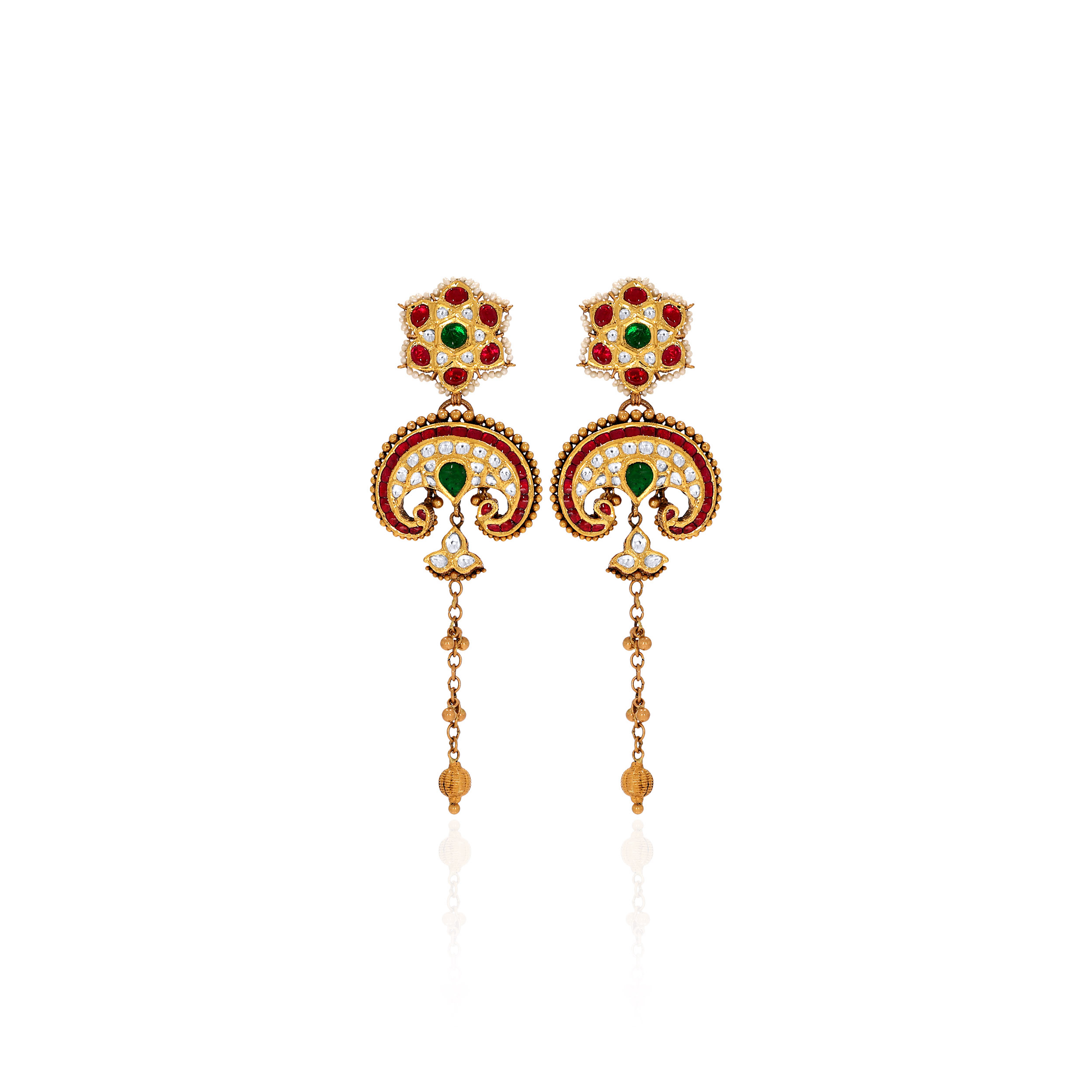 22K Yellow Gold Kundan Earrings-GPGN-D000788479 - Senco Gold and Diamonds