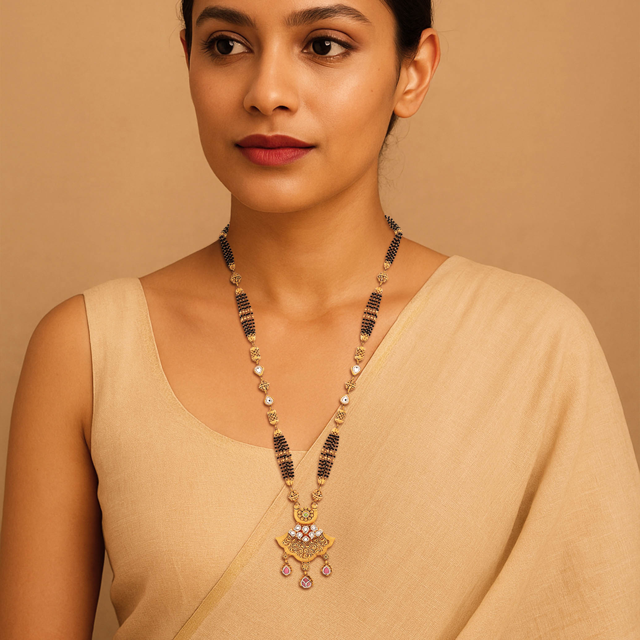 Ornate Kundan Gold Mangalsutra - Senco Gold and Diamonds