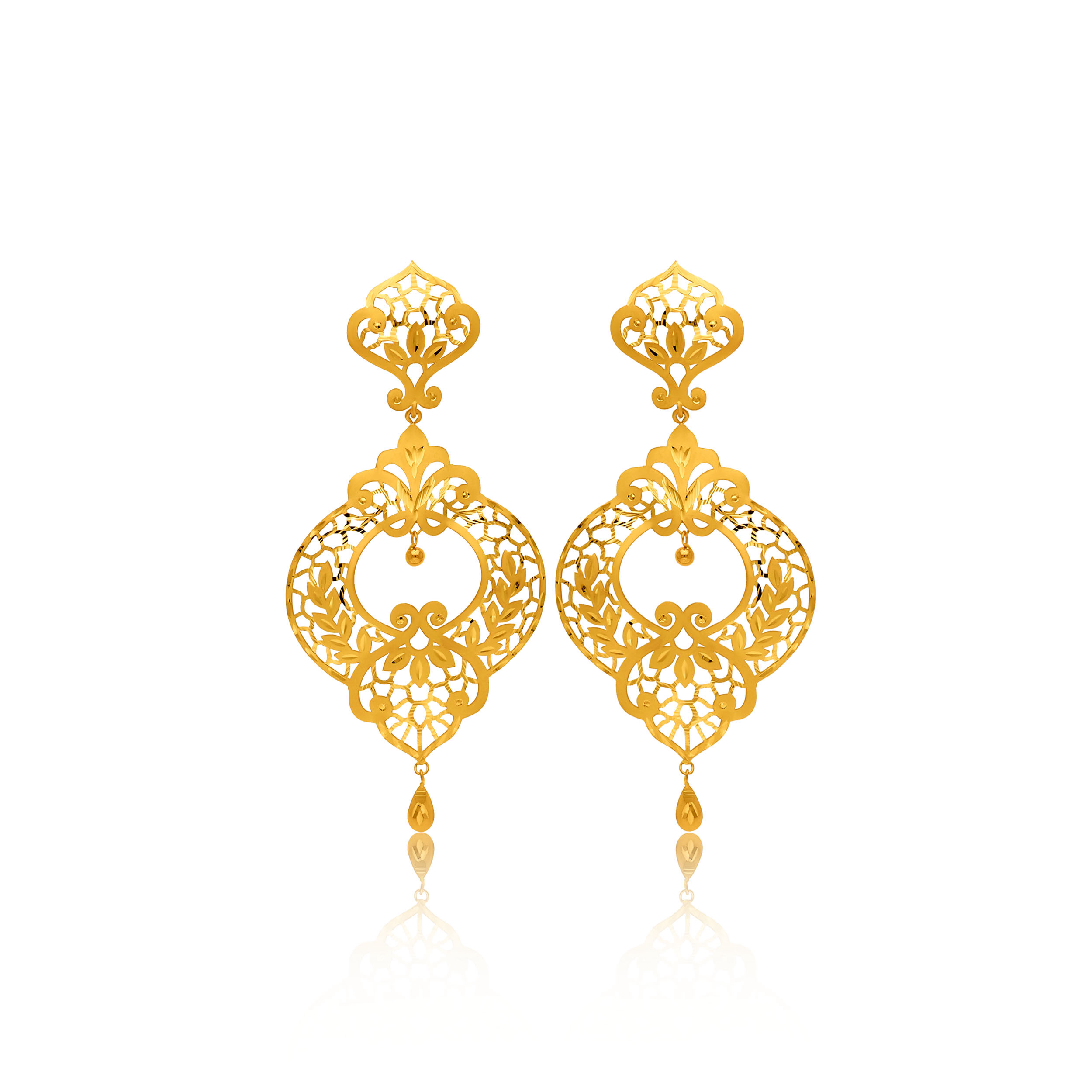 22K Yellow Gold Drop Earrings-GP-SAD0005015 - Senco Gold and Diamonds