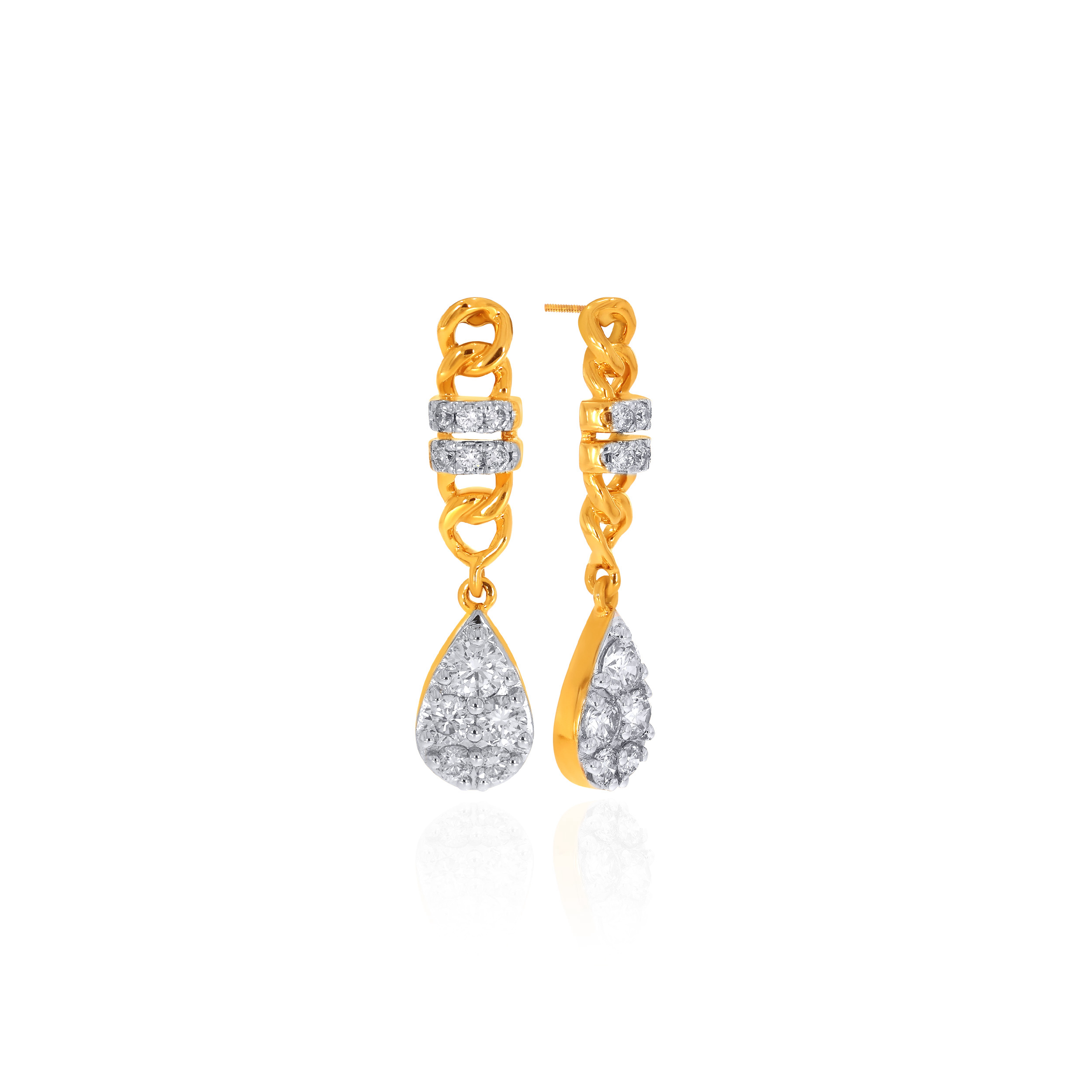 14K Yellow Gold Diamond Drop Earrings-DT-D000772712 - Senco Gold and Diamonds