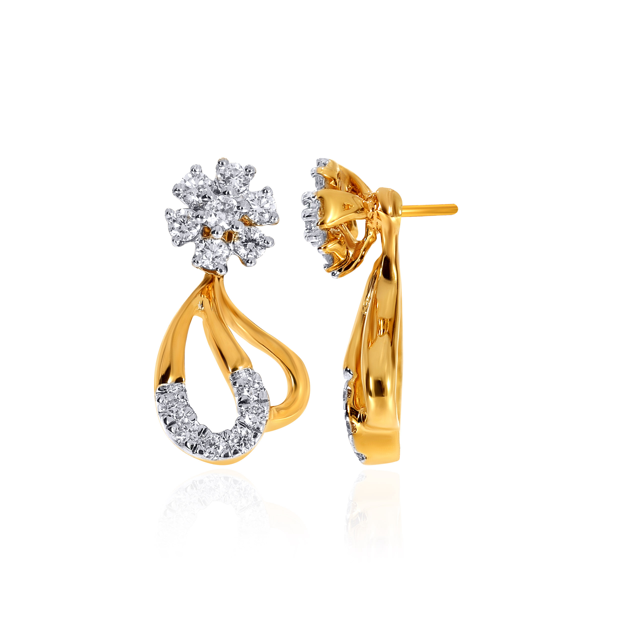 14K Yellow Gold Diamond Drop Earrings-DT-D000647100 - Senco Gold and Diamonds