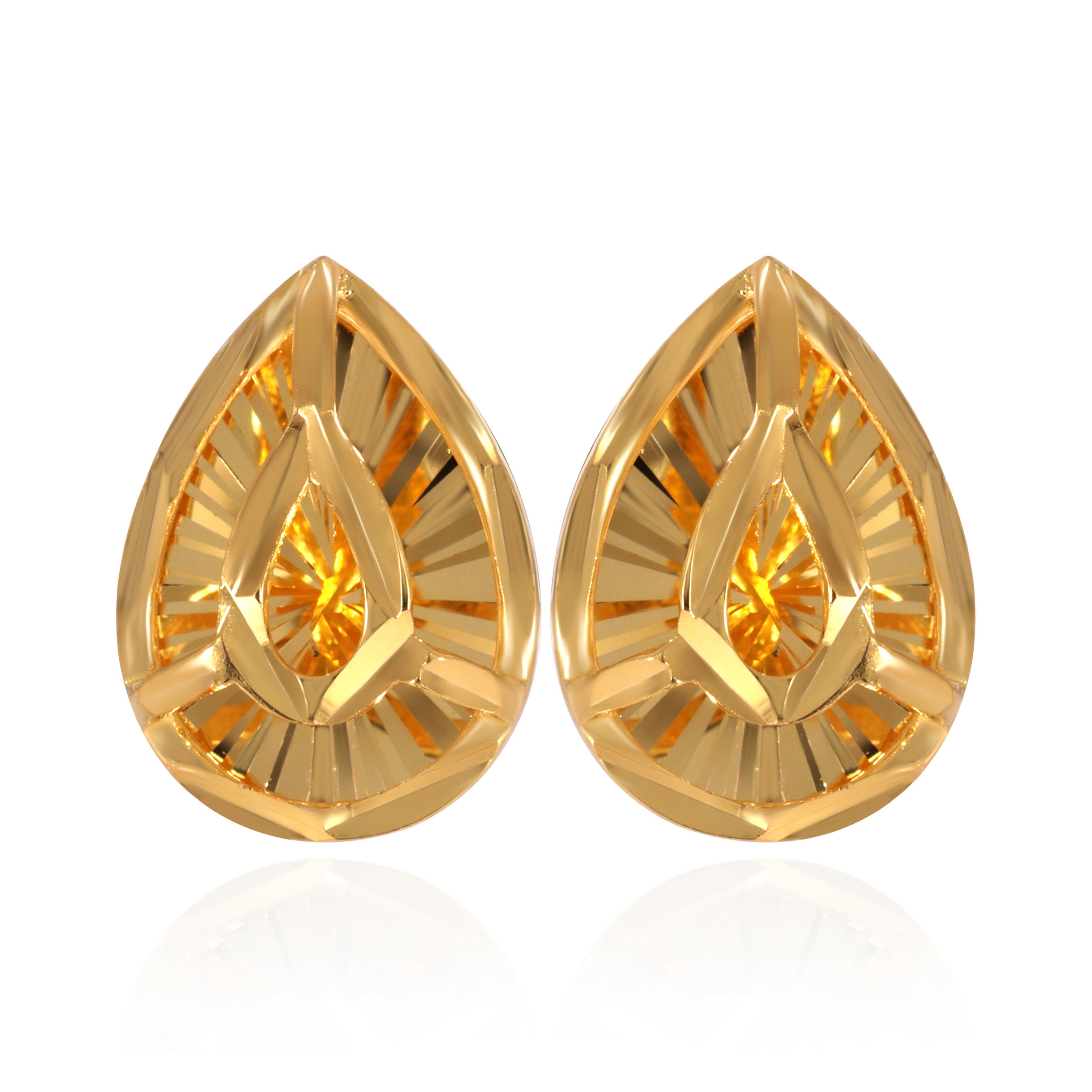 Teardrop Radiance Gold Studs - Senco Gold and Diamonds