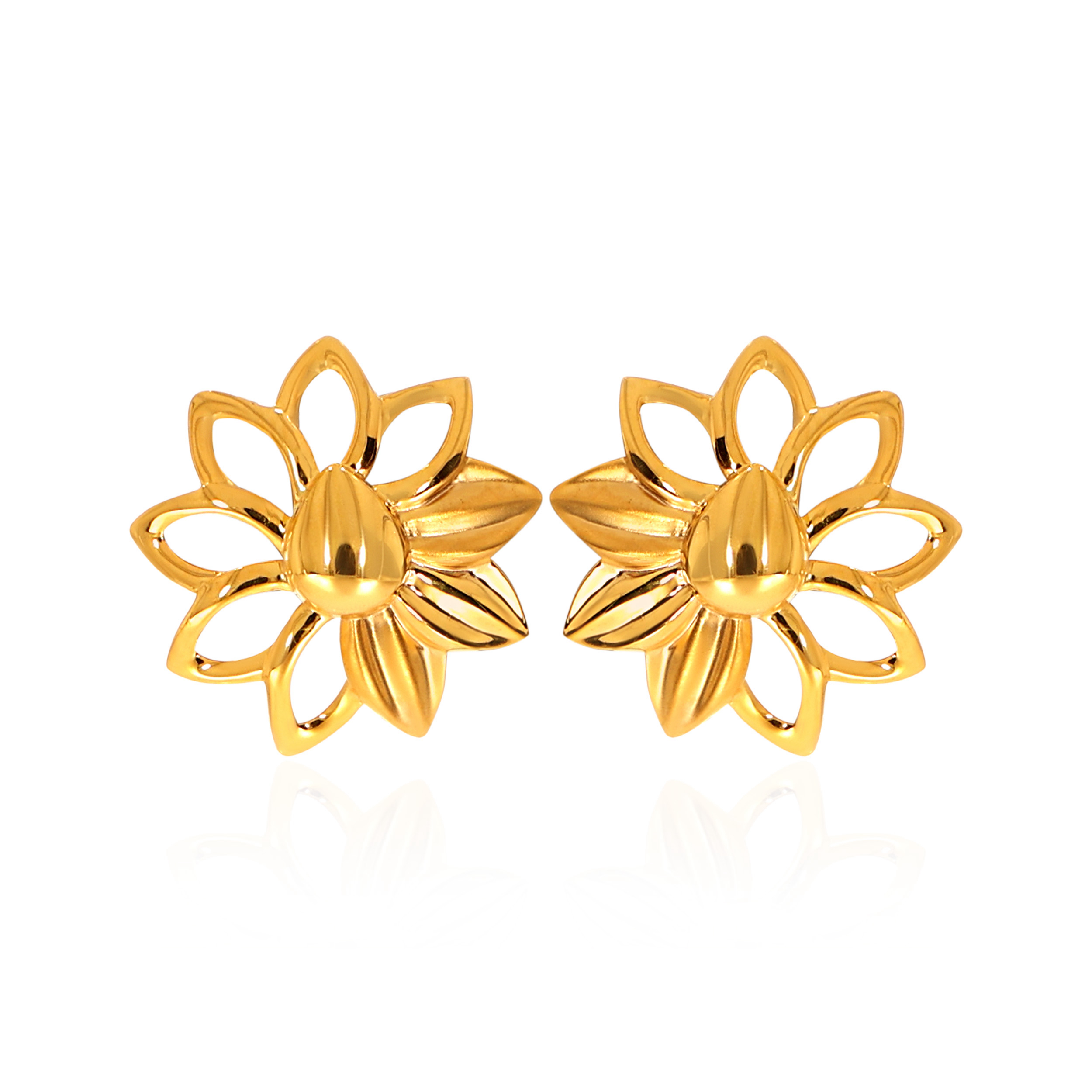 Versatile Bloom Gold Studs - Senco Gold and Diamonds
