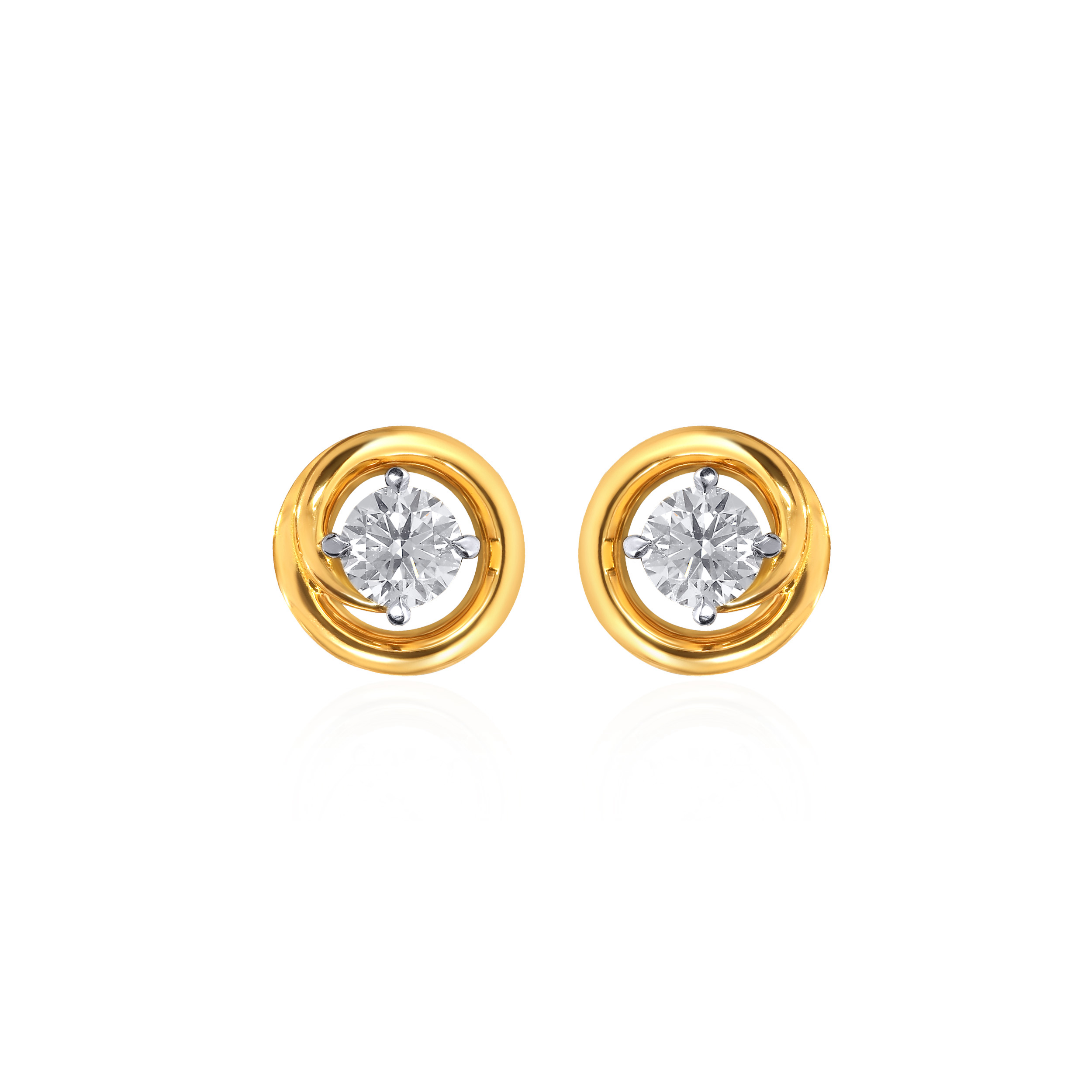 Gleaming Spin Solitaire Studs - Senco Gold and Diamonds