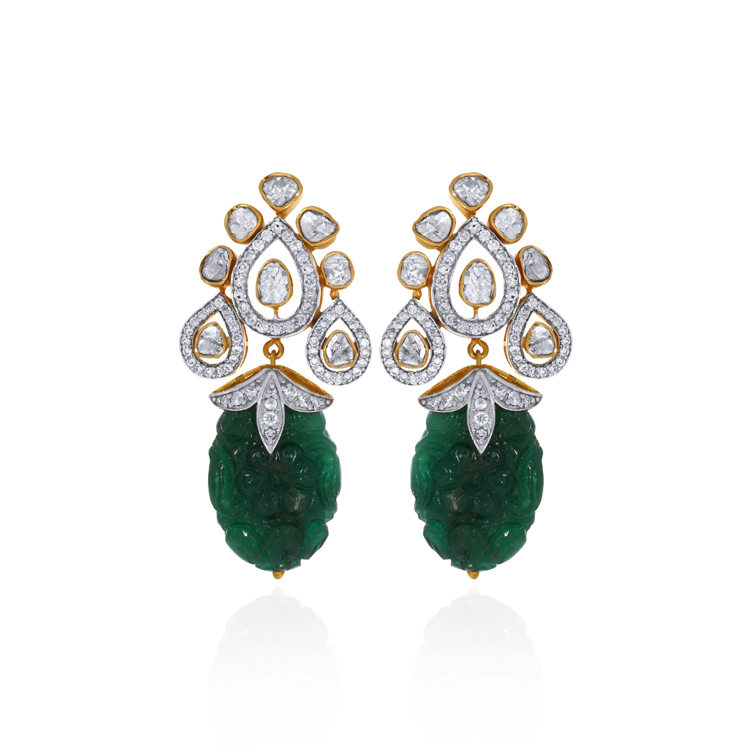 Heirloom Gleam Emerald Diamond Earrings - Senco Gold and Diamonds