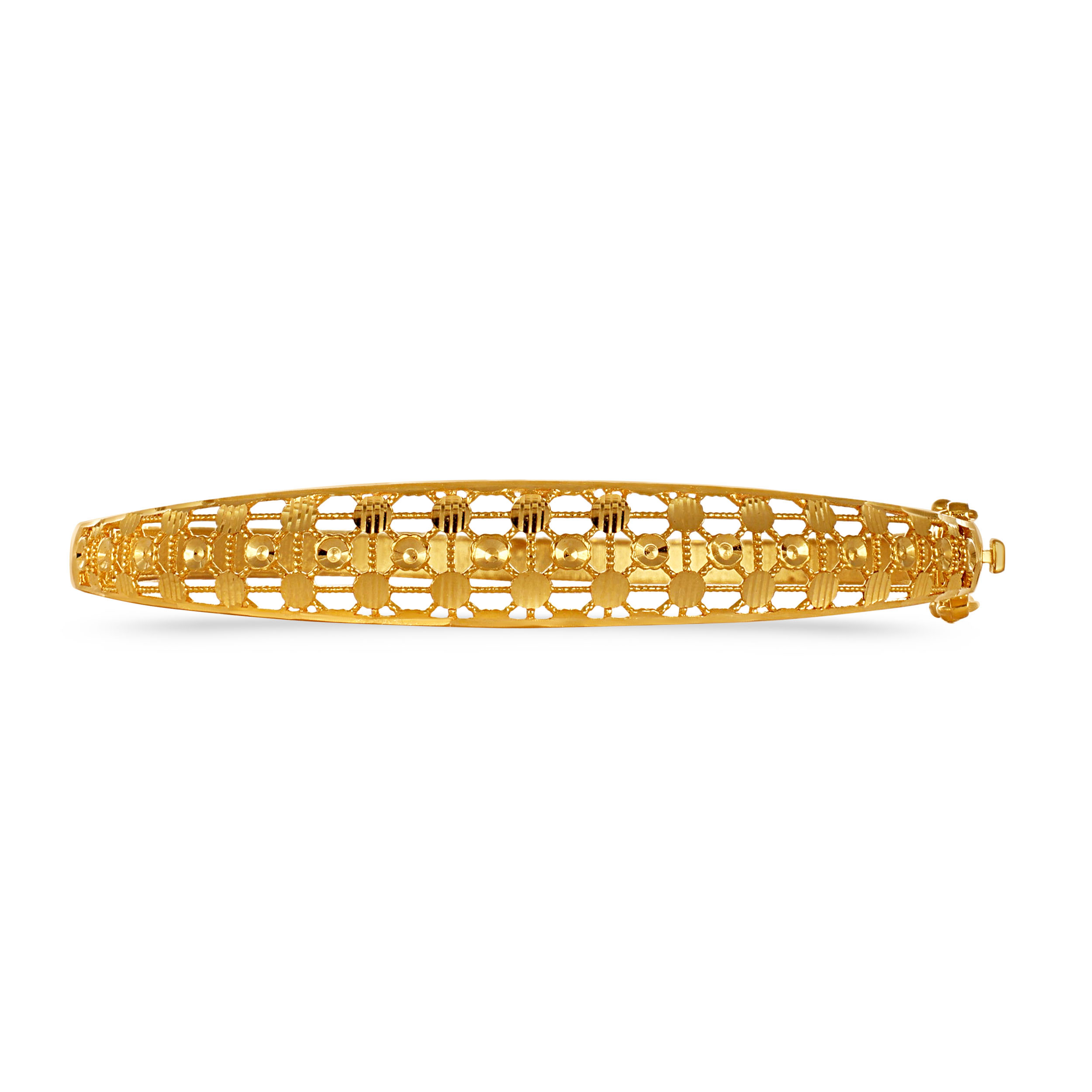Artistic Lattice Detailed Gold Chur Bangle - Senco Gold and Diamonds