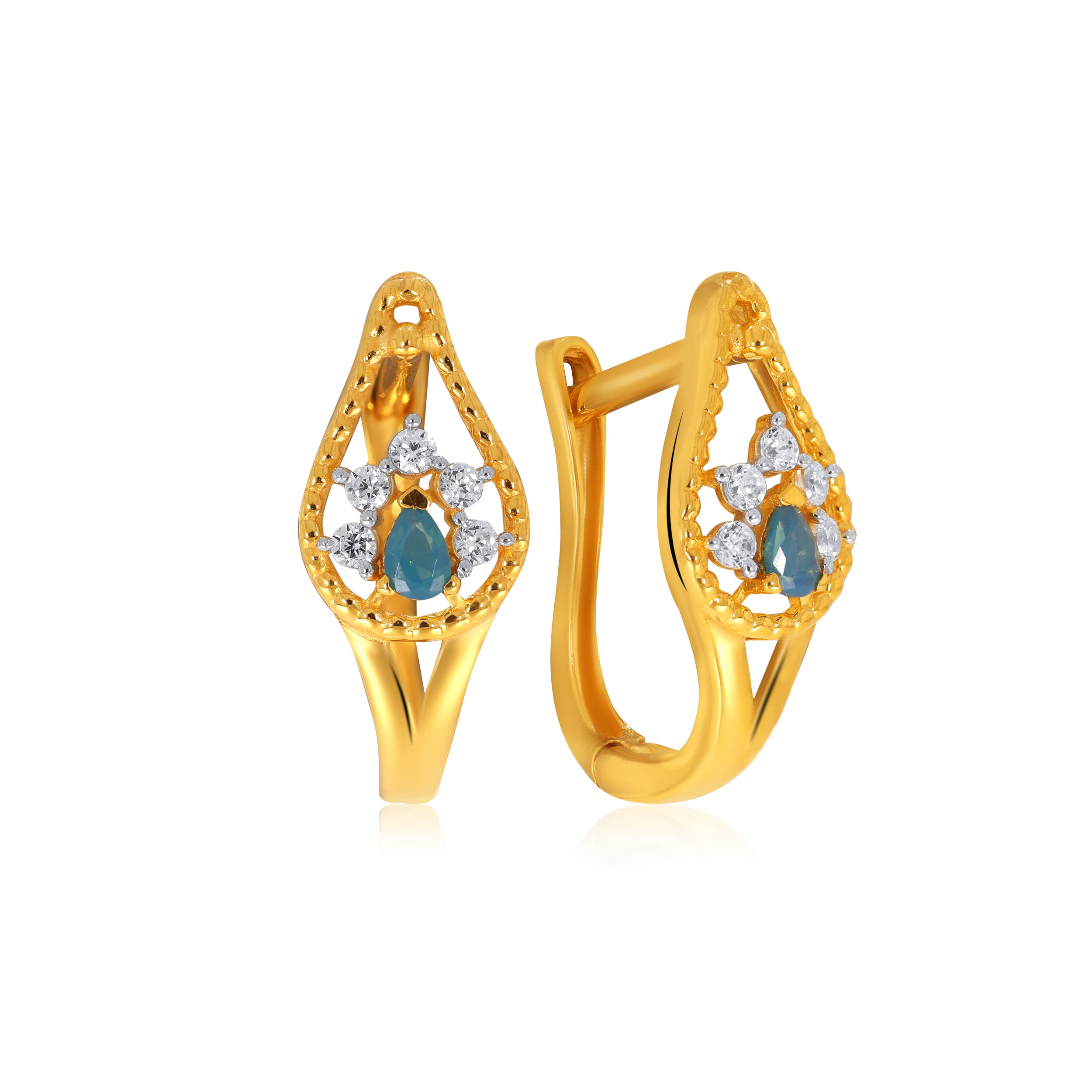 Bloomed Petal Gold Hoop Earrings - Senco Gold and Diamonds