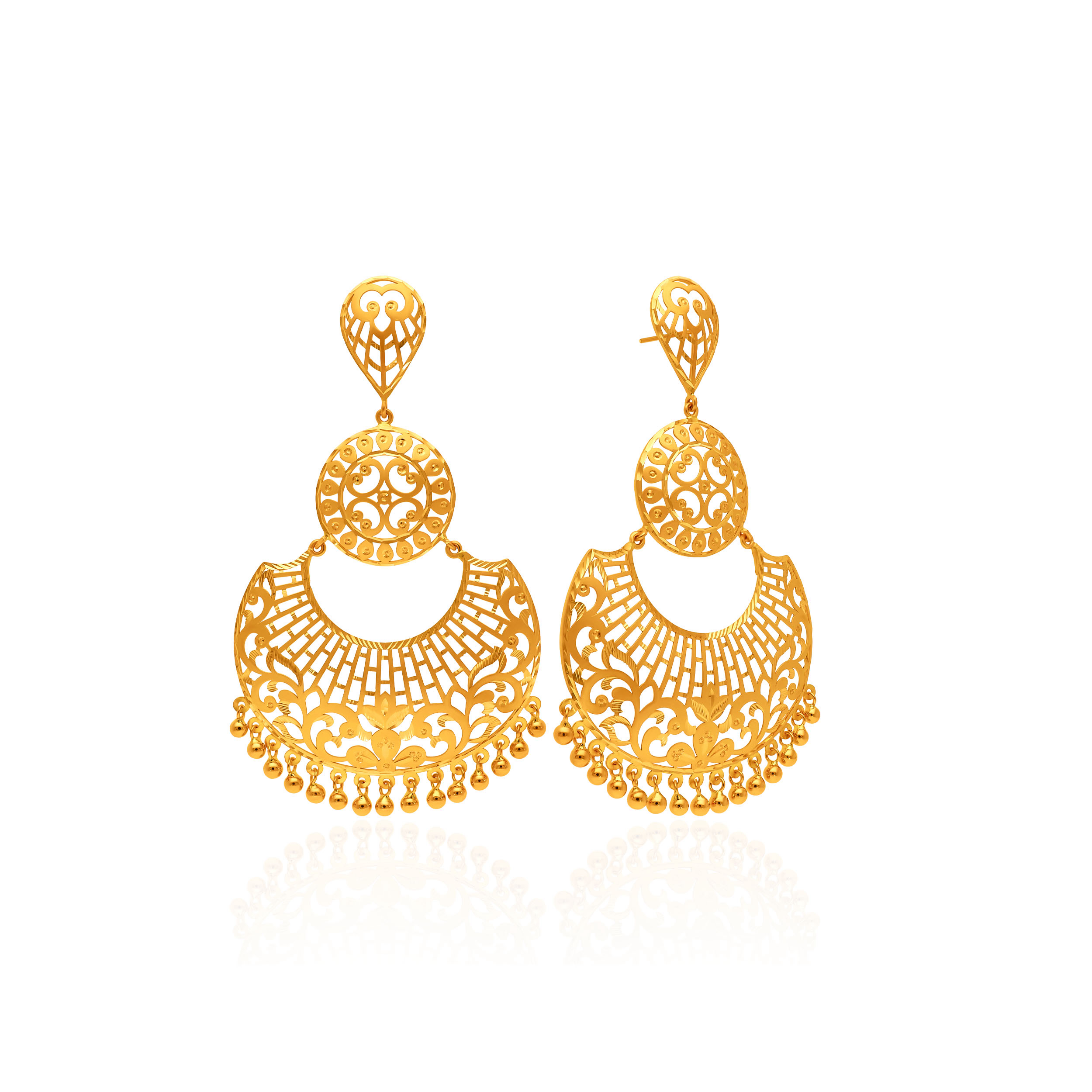Imperial Poise Gold Chand Bali Earrings - Senco Gold and Diamonds