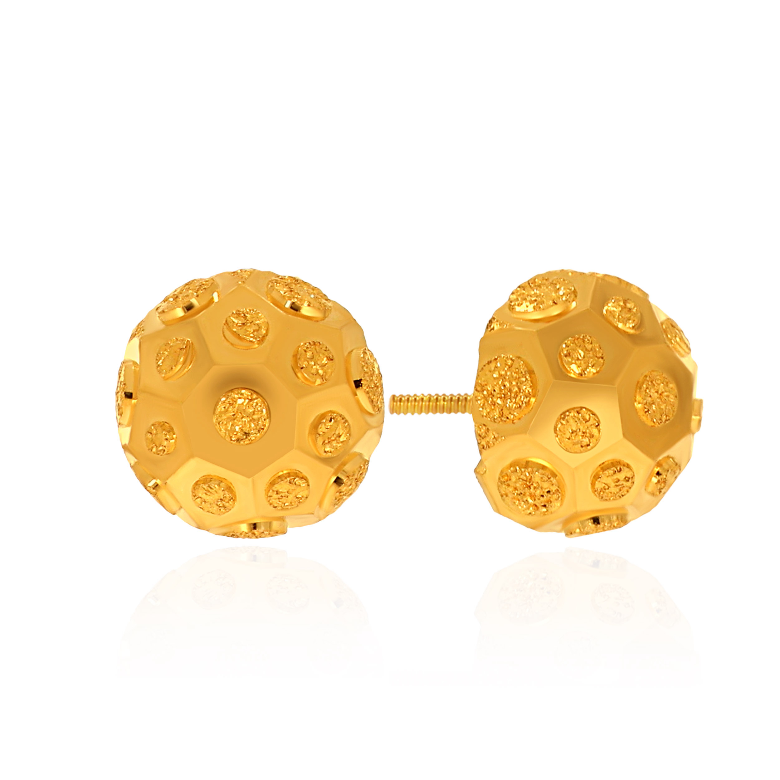 Textured Ball Gold Stud Earrings - Senco Gold and Diamonds
