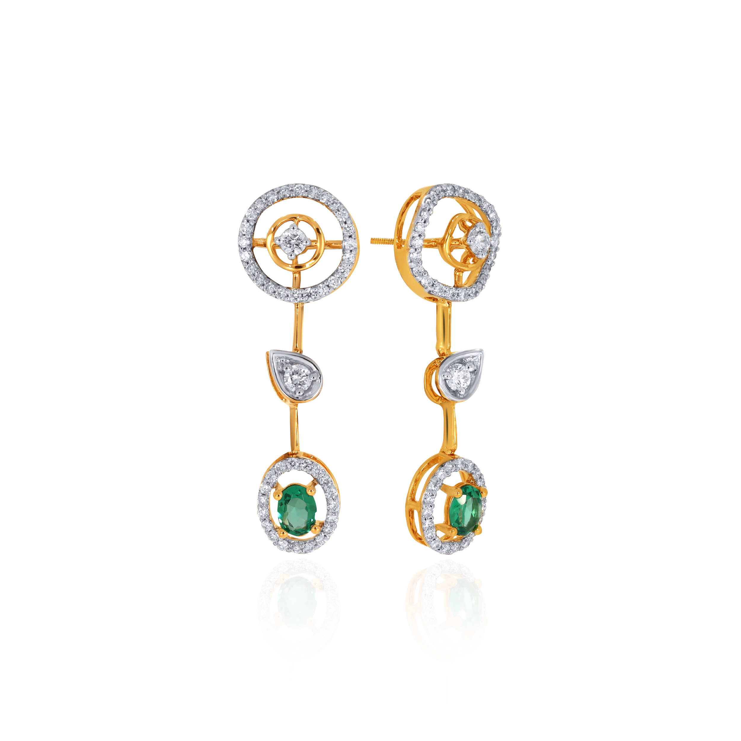 Jade Whisper Diamond Drop Earrings - Senco Gold and Diamonds