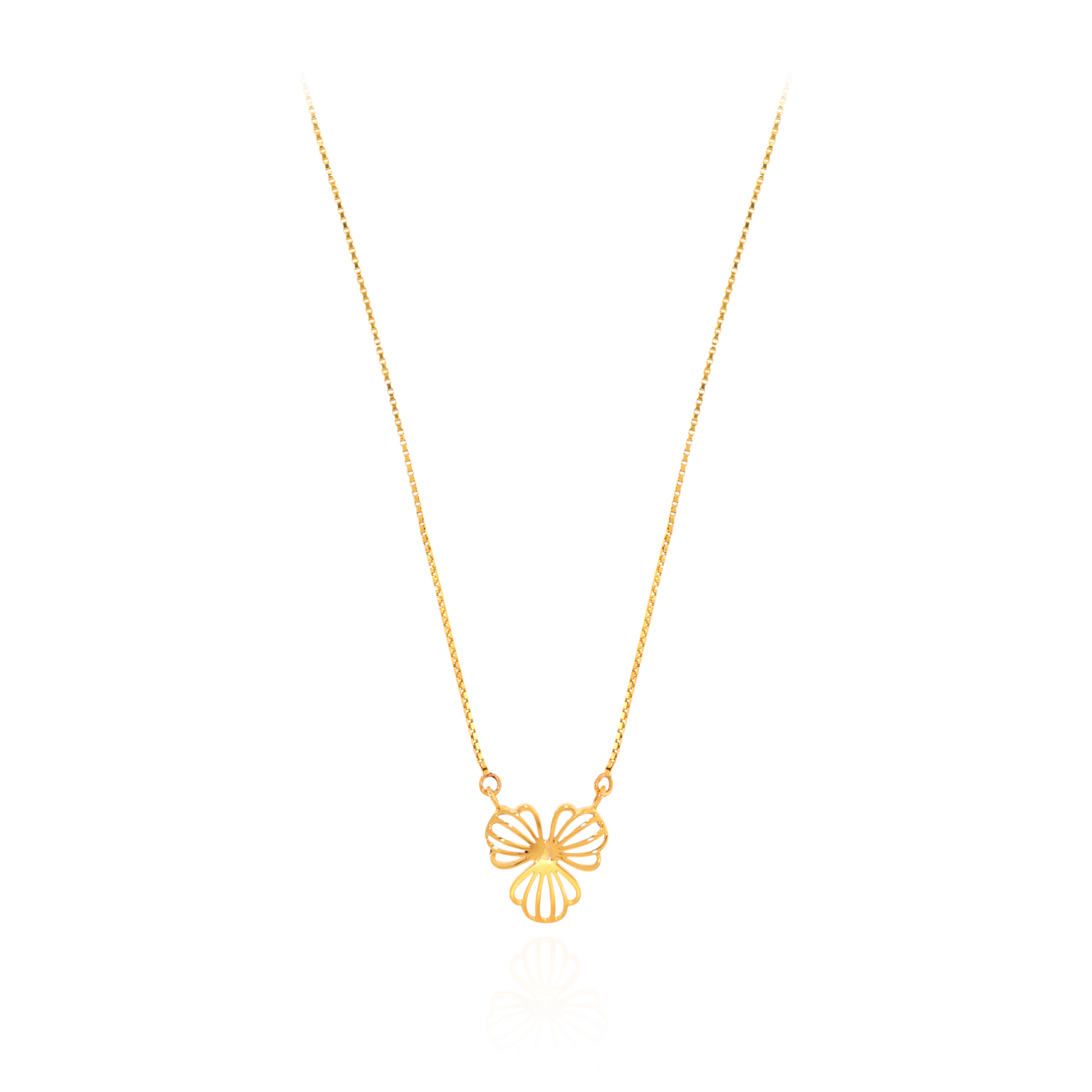 Petal Fan Gold Chain Pendant - Senco Gold and Diamonds