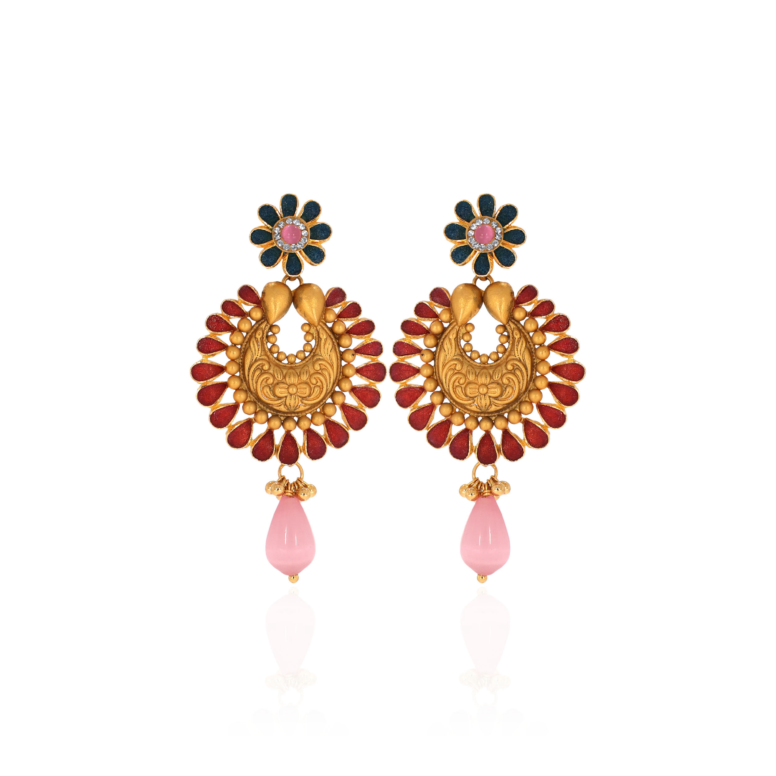 22K Yellow Gold Antique Kundan Chandbali Earrings-GPGN-D000779681 - Senco Gold and Diamonds