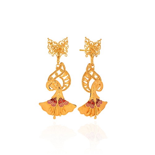 Crimson Charm Gold Drop Earrings - Senco Gold and Diamonds