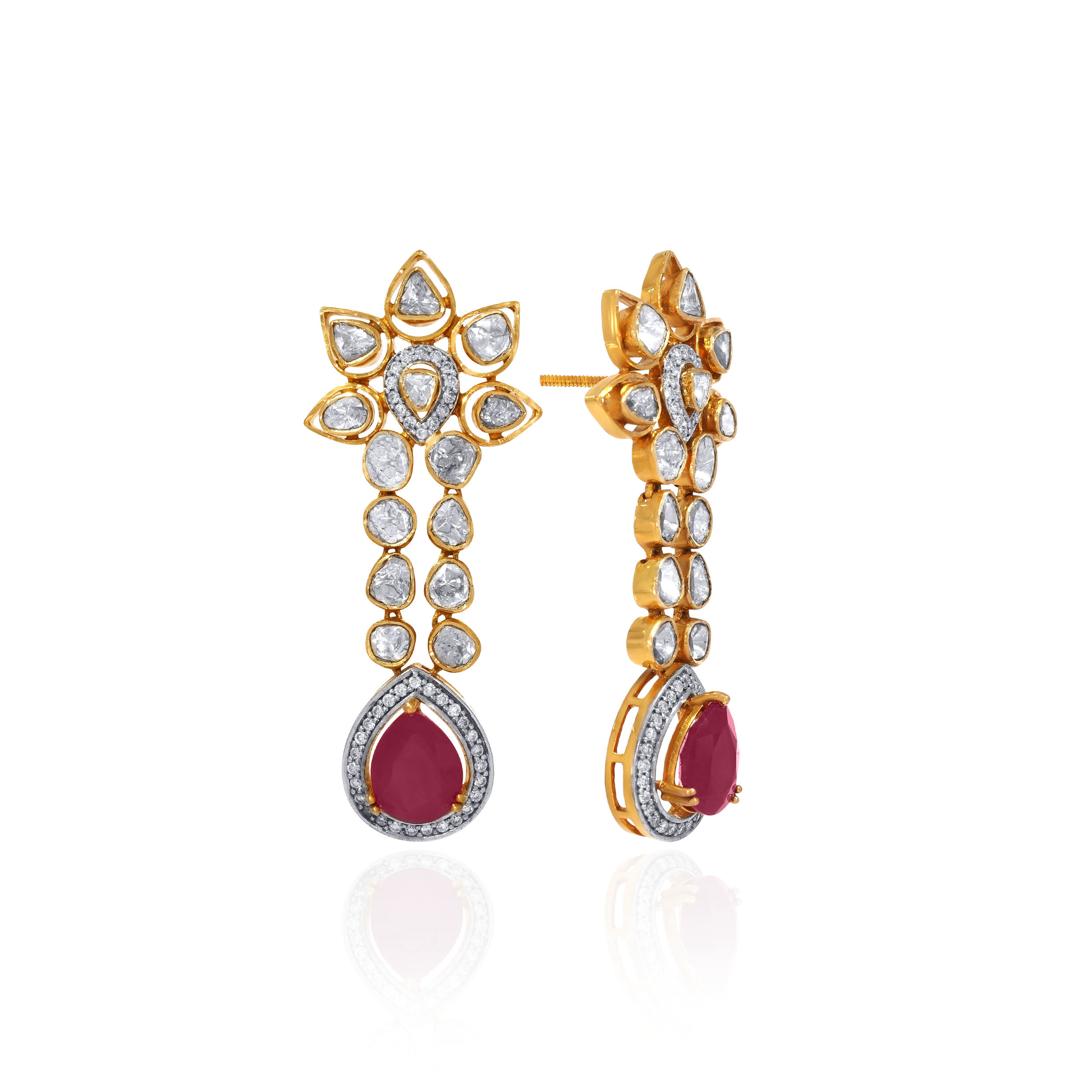 Sakura Spark Polki Diamond Earrings
 - Senco Gold and Diamonds