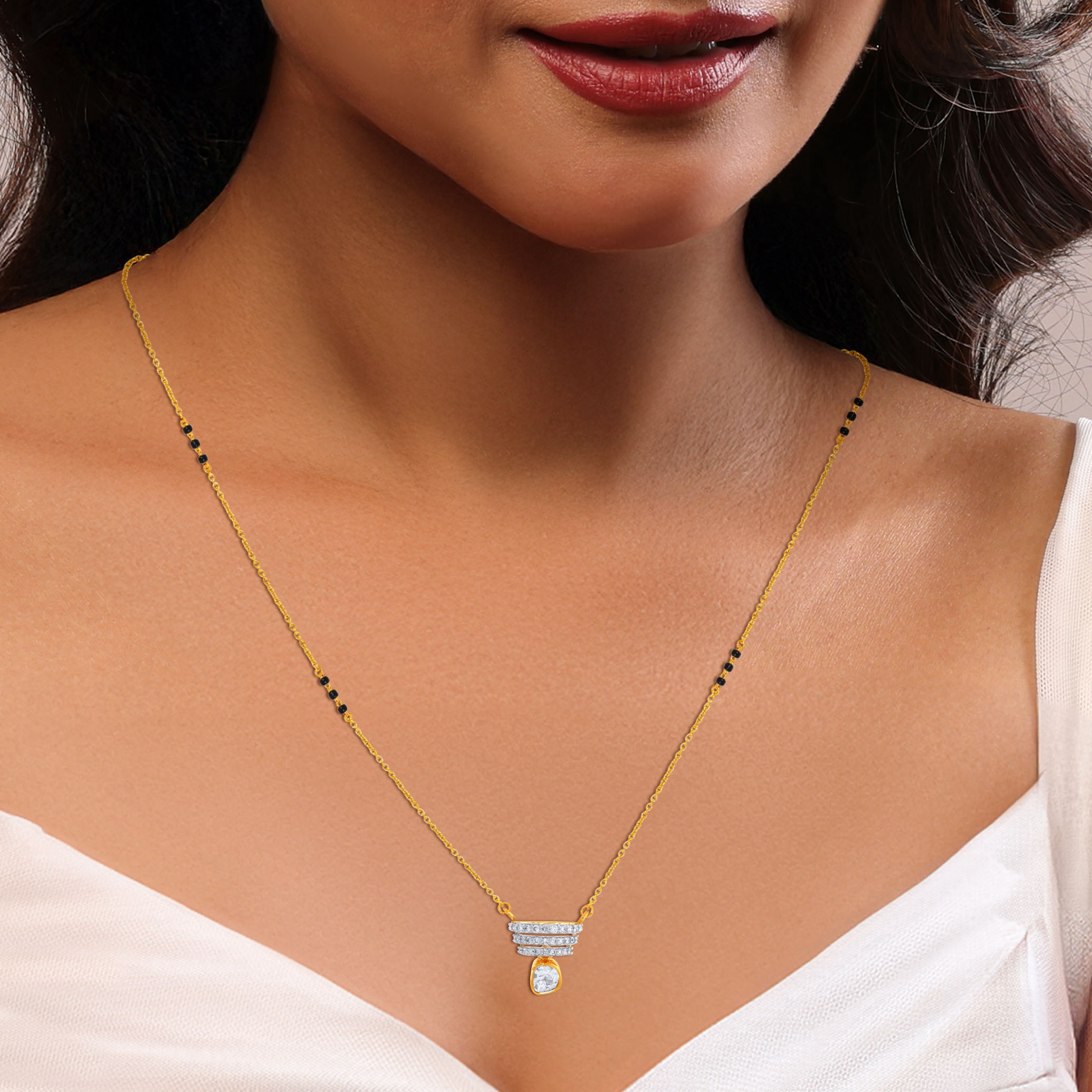 Tiered Radiance Diamond Mangalsutra - Senco Gold and Diamonds