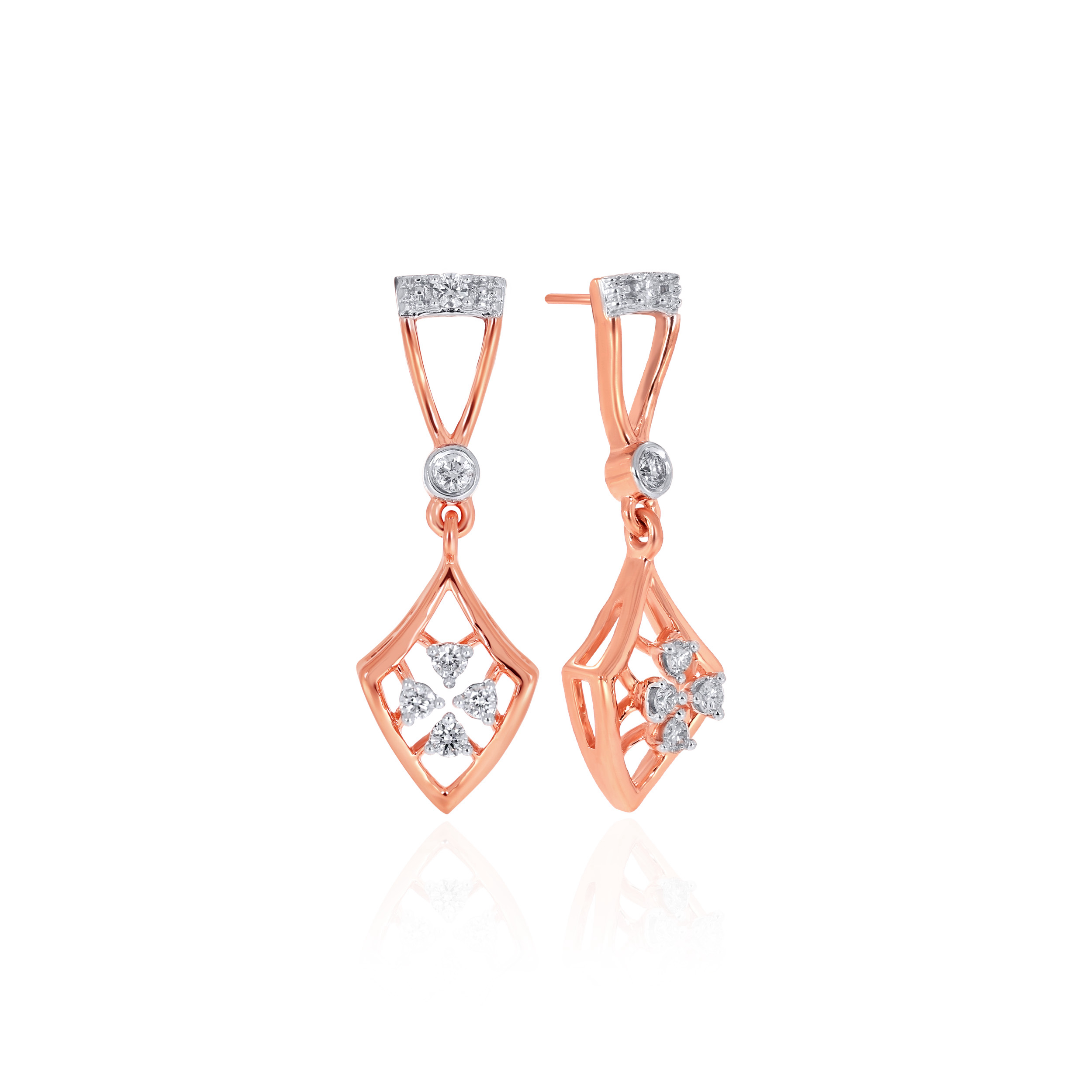 14K Rose Gold Diamond Drop Earrings-DT-D000760581 - Senco Gold and Diamonds