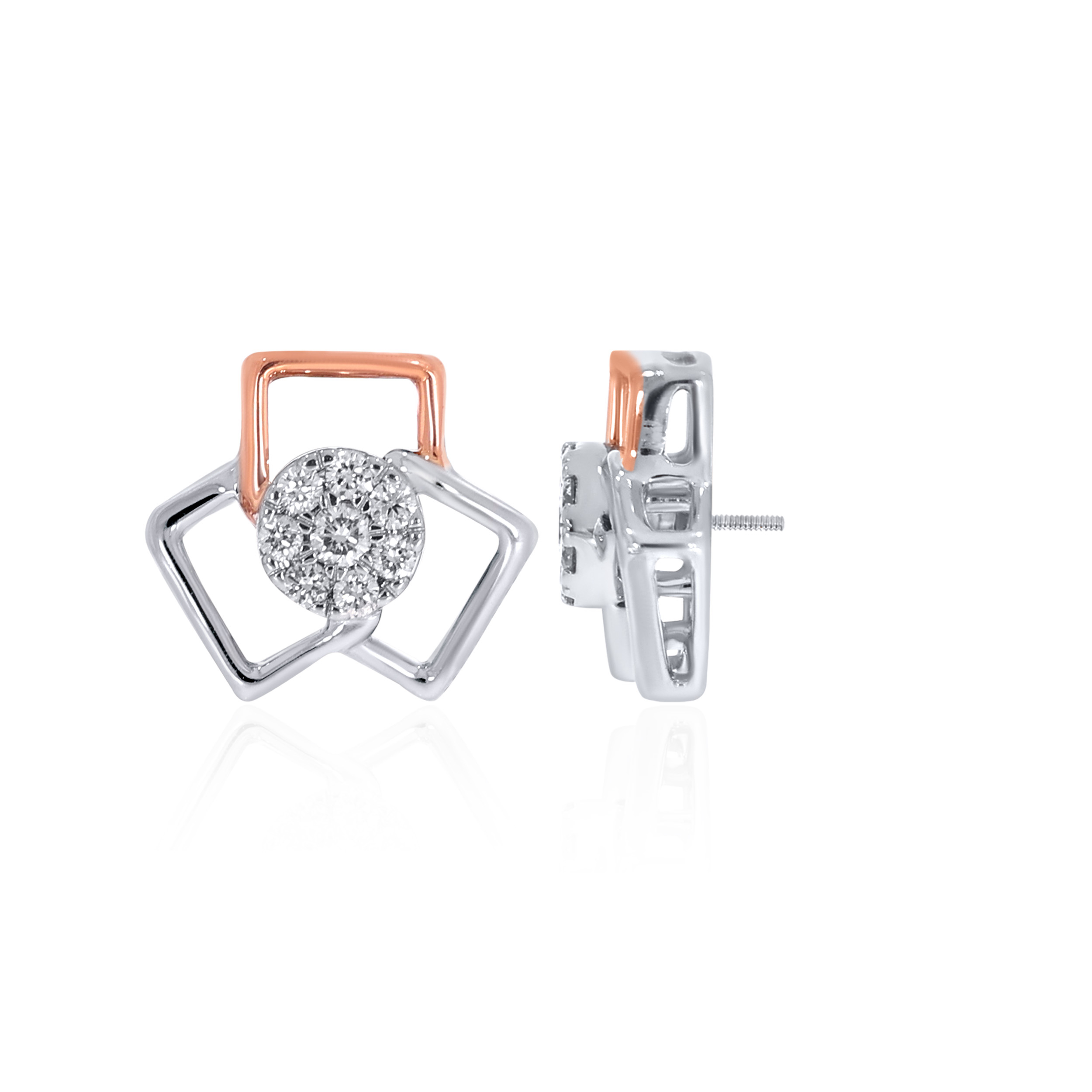 Geometric Trillium Platinum Studs - Senco Gold and Diamonds