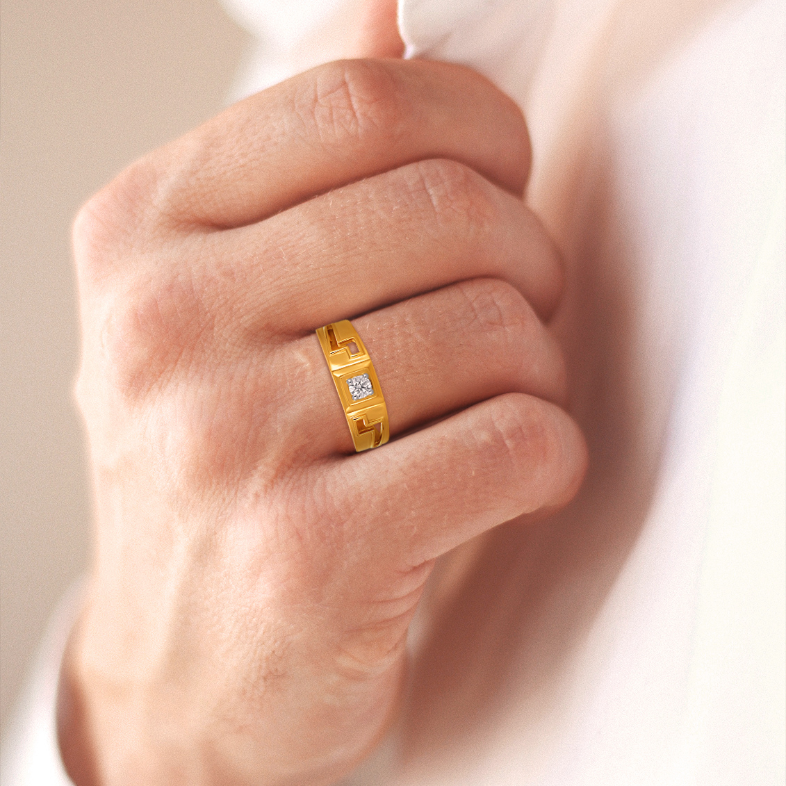 Sovereign Cut Men's Solitaire Diamond Ring alternate view 3
