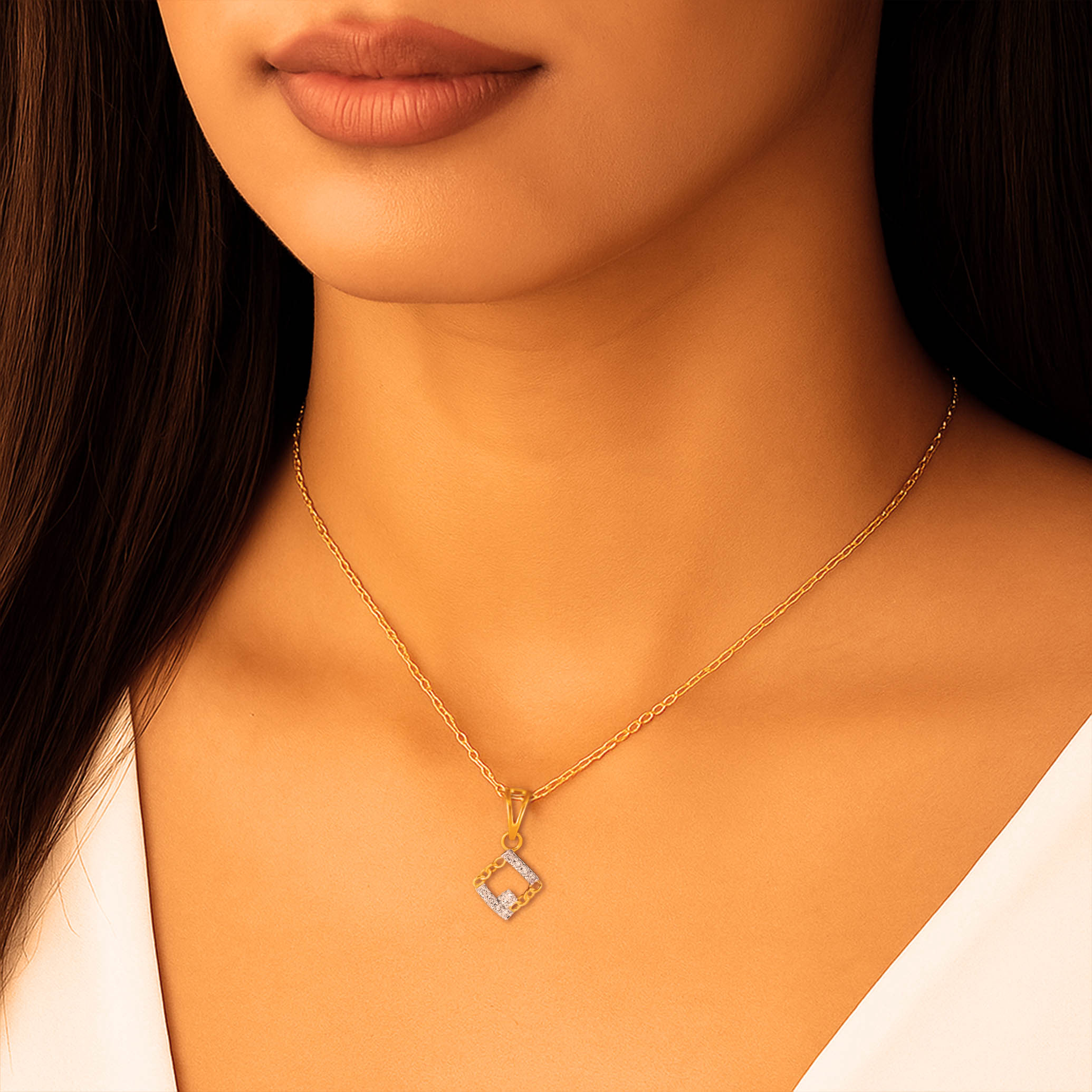 Modern Square Diamond Pendant - Senco Gold and Diamonds