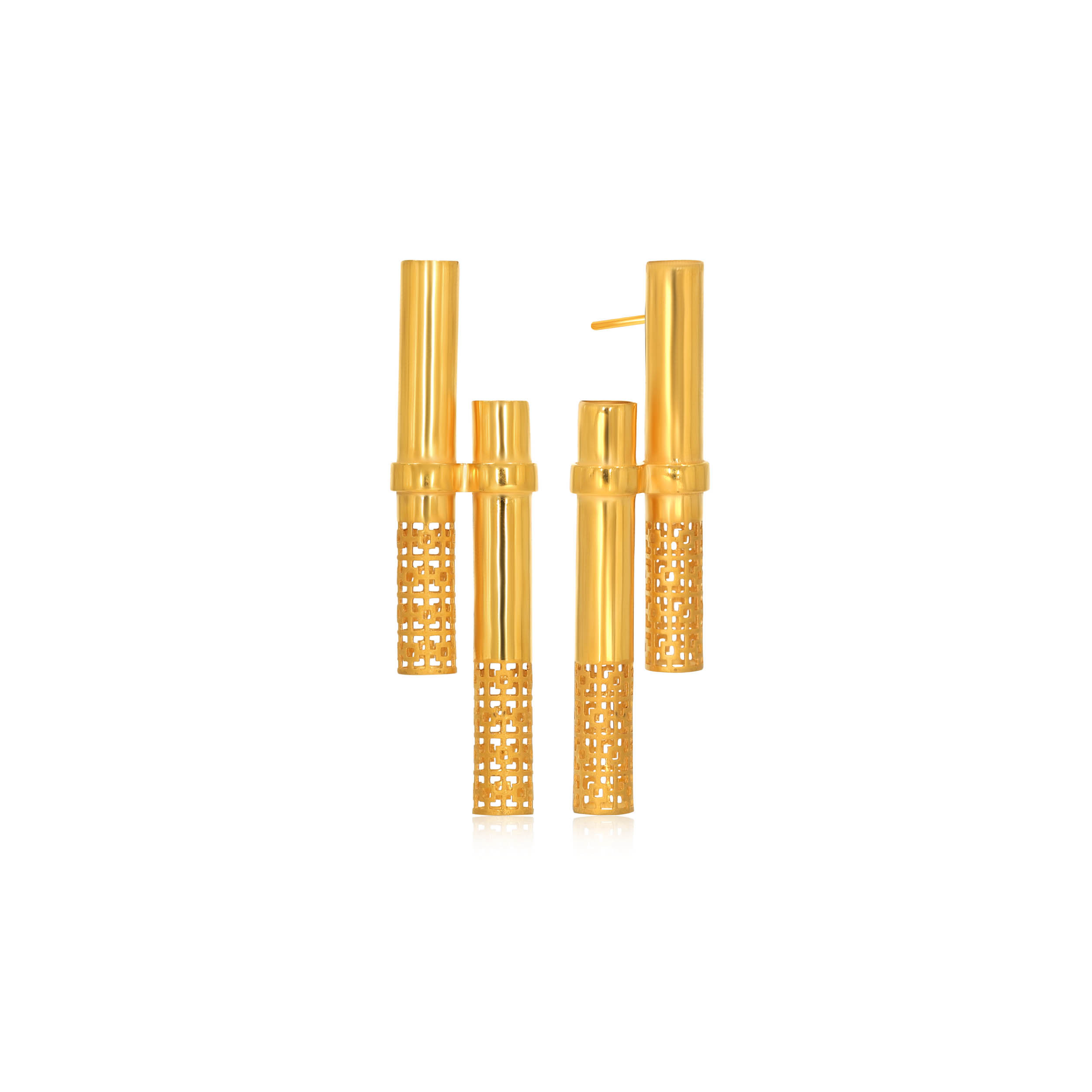 Linear Art Gold Earrings - Senco Gold and Diamonds