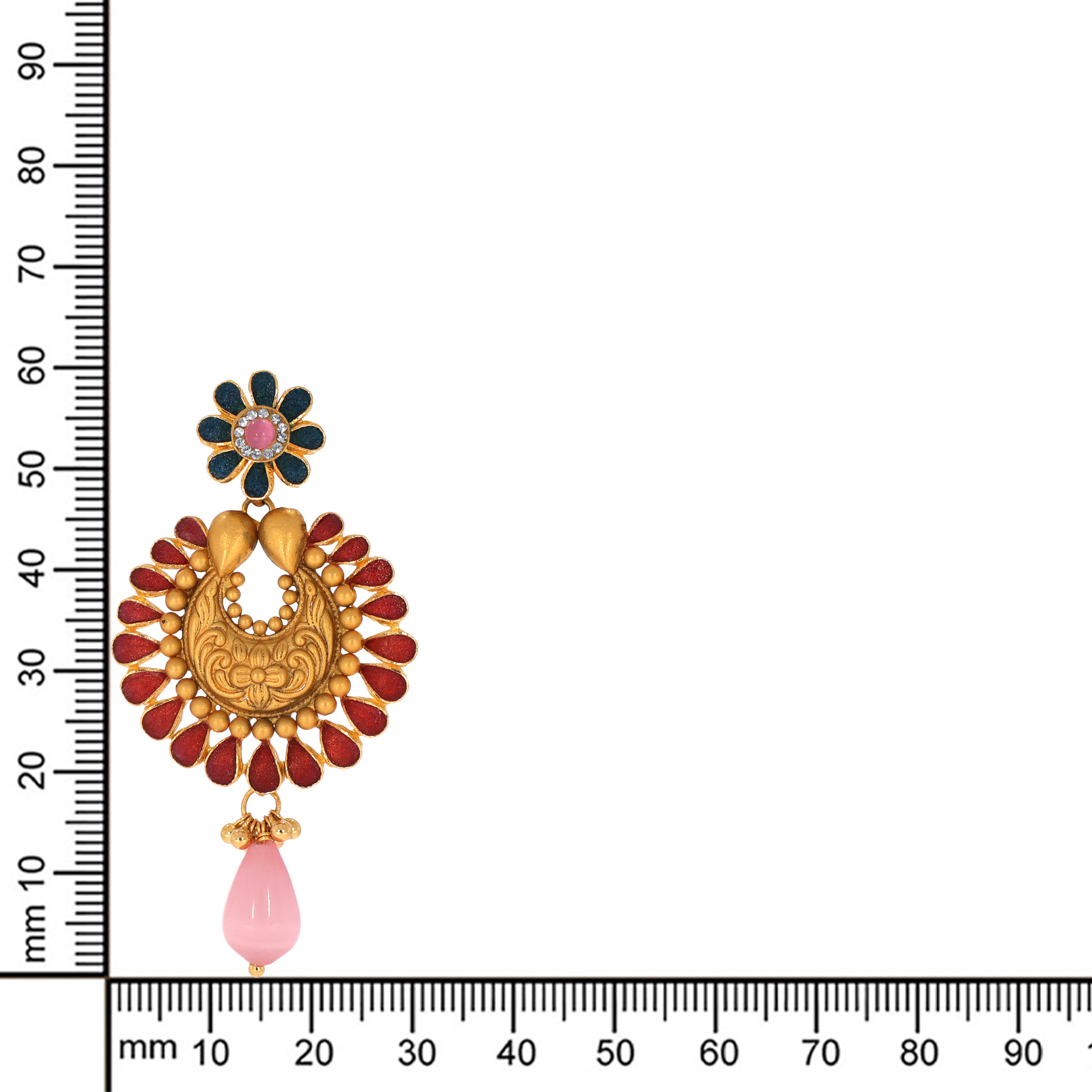 22K Yellow Gold Antique Kundan Chandbali Earrings-GPGN-D000779681 - Senco Gold and Diamonds
