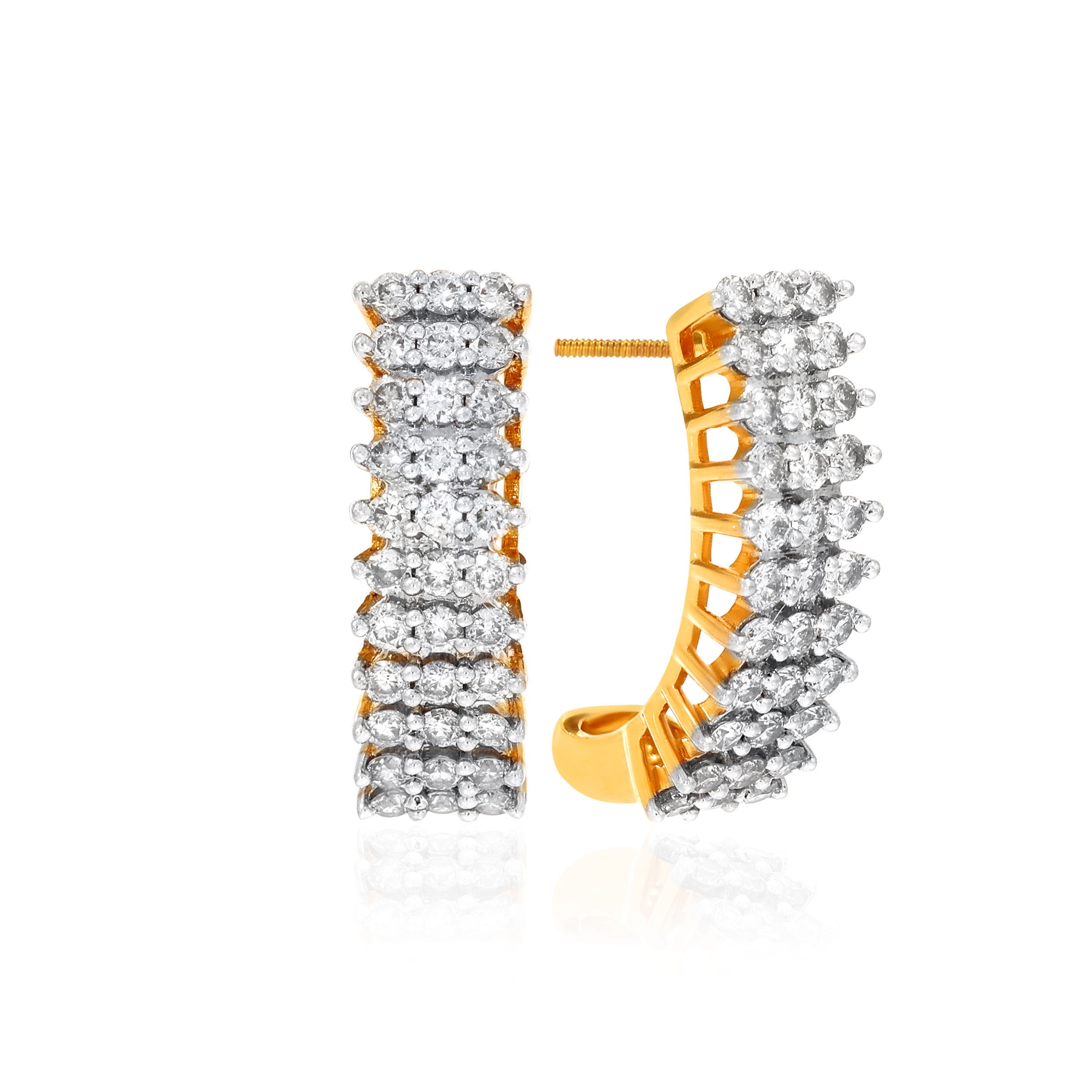 18K Yellow Gold Diamond Hoops DT-D000683326 - Senco Gold and Diamonds