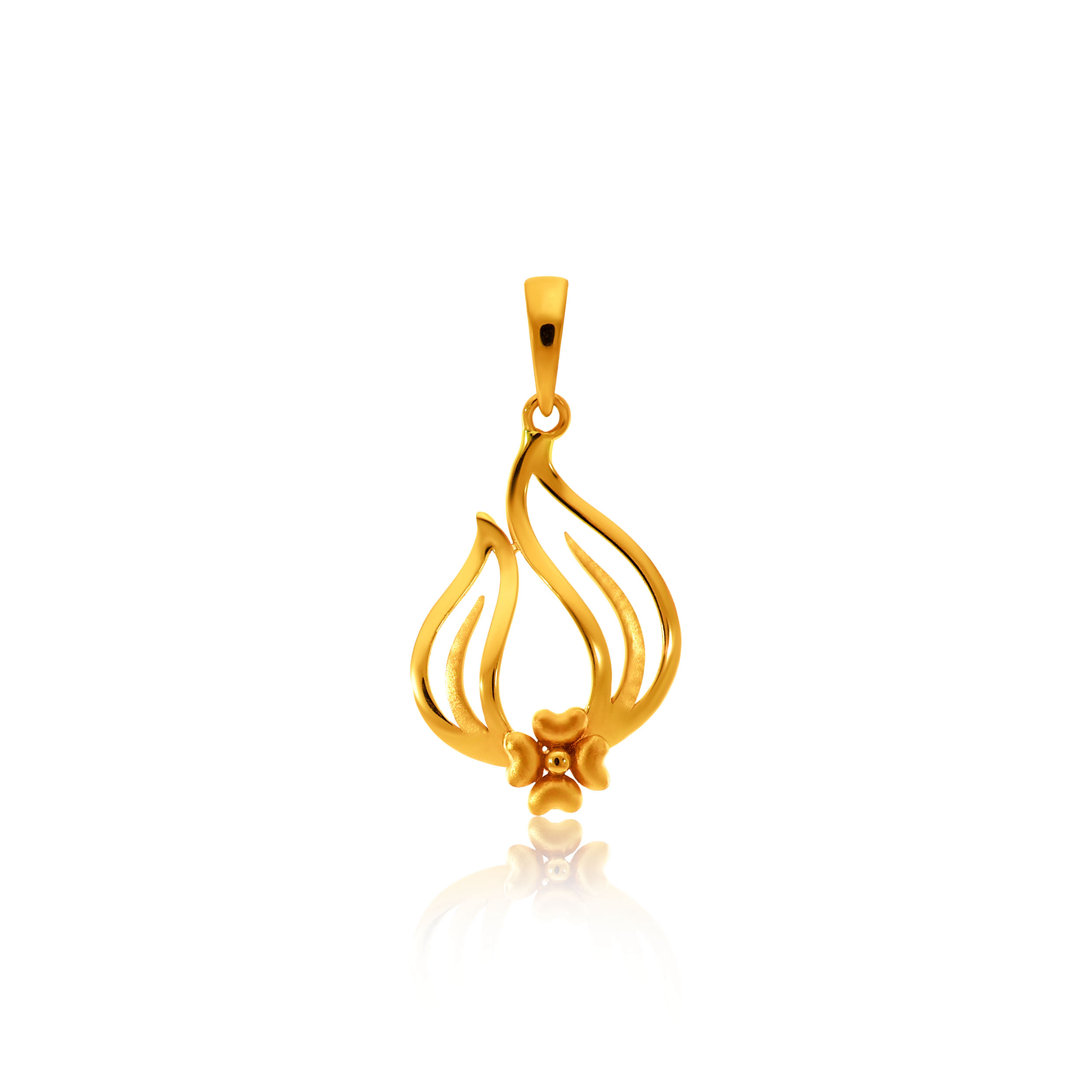 Sleek Floral Motif Gold Pendant - Senco Gold and Diamonds