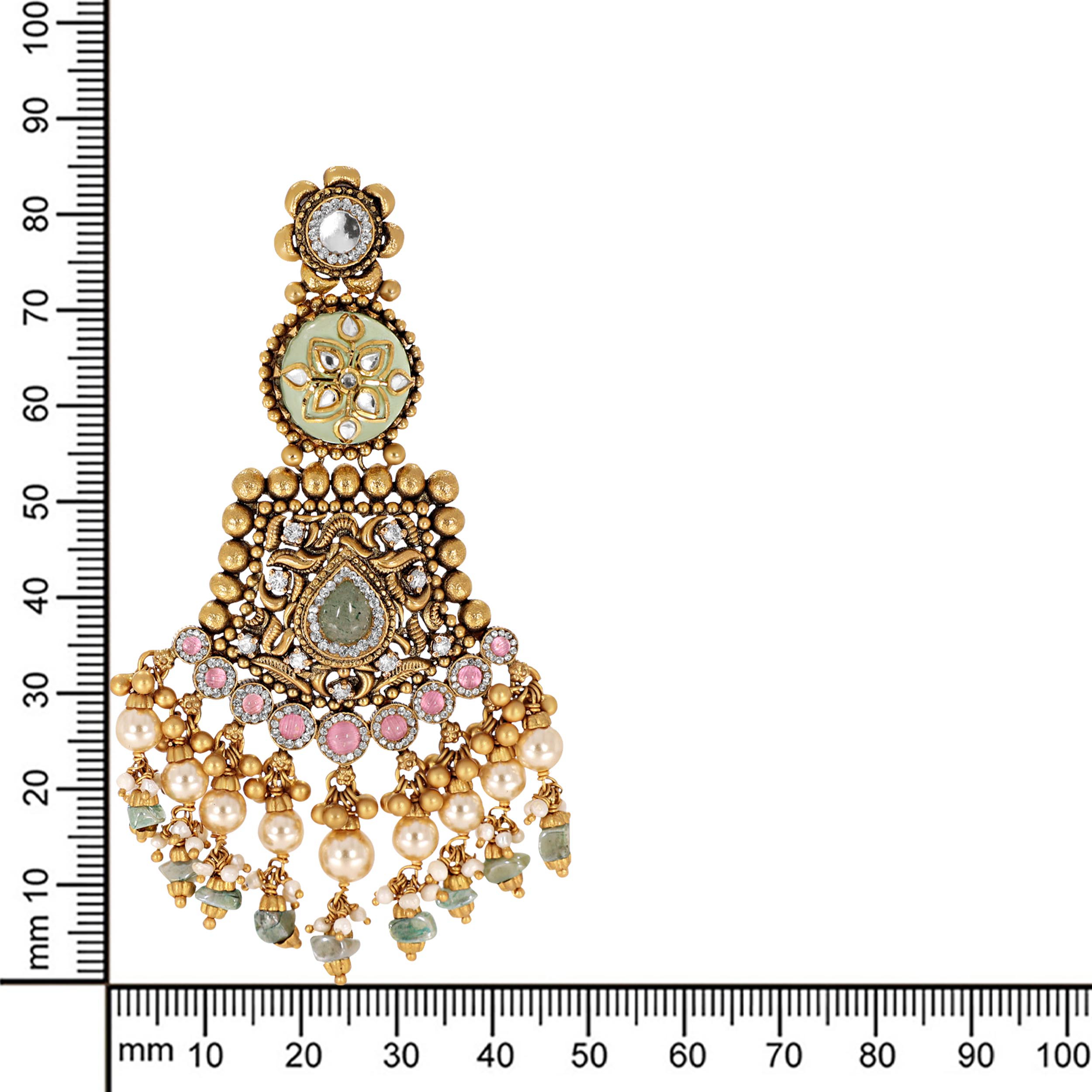 Enchanting Antique Gold Kundan Danglers - Senco Gold and Diamonds