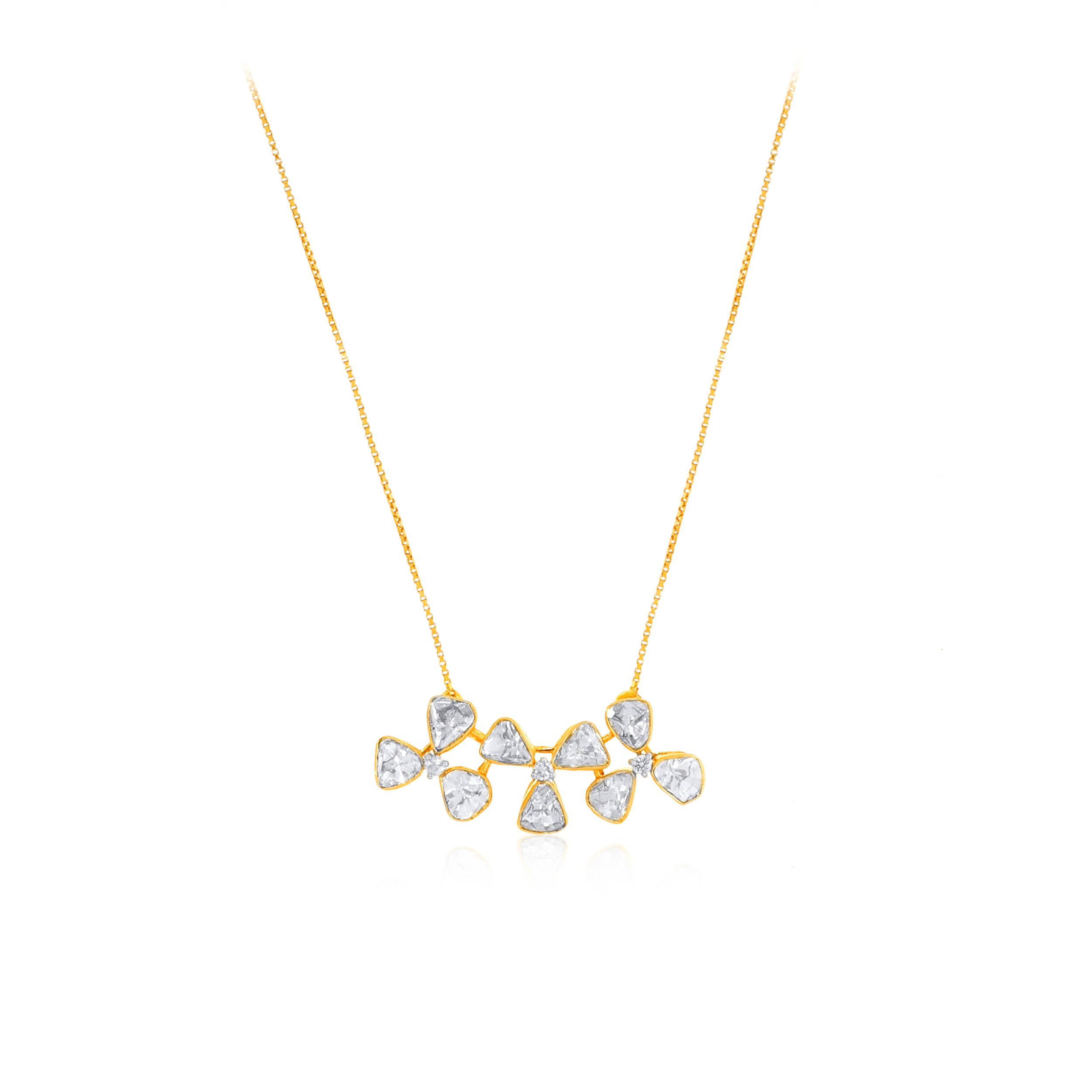 Chic Dazzle Polki Diamond Chain Pendant - Senco Gold and Diamonds