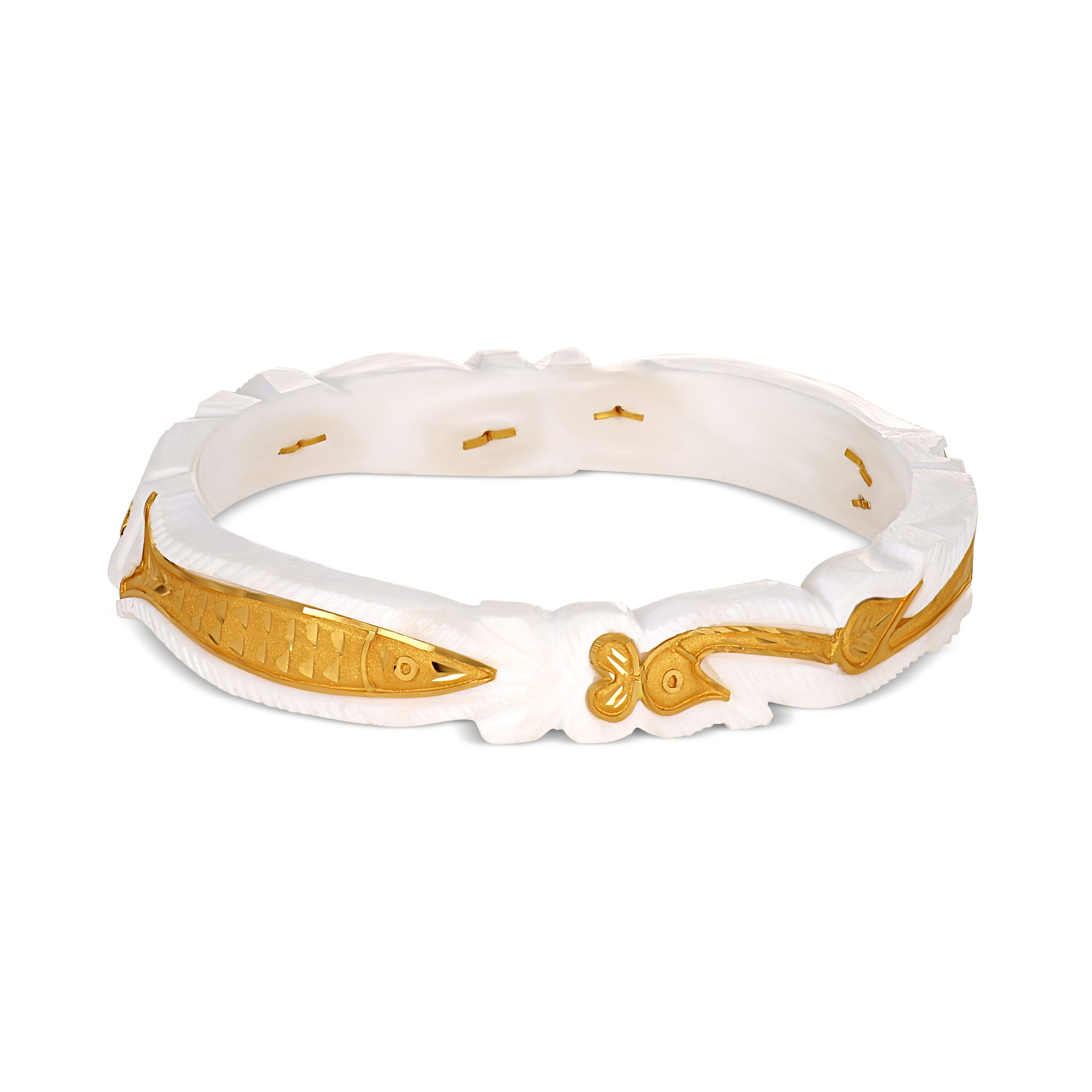 Peacock & Pisces Gold Sankha Bangle - Senco Gold and Diamonds