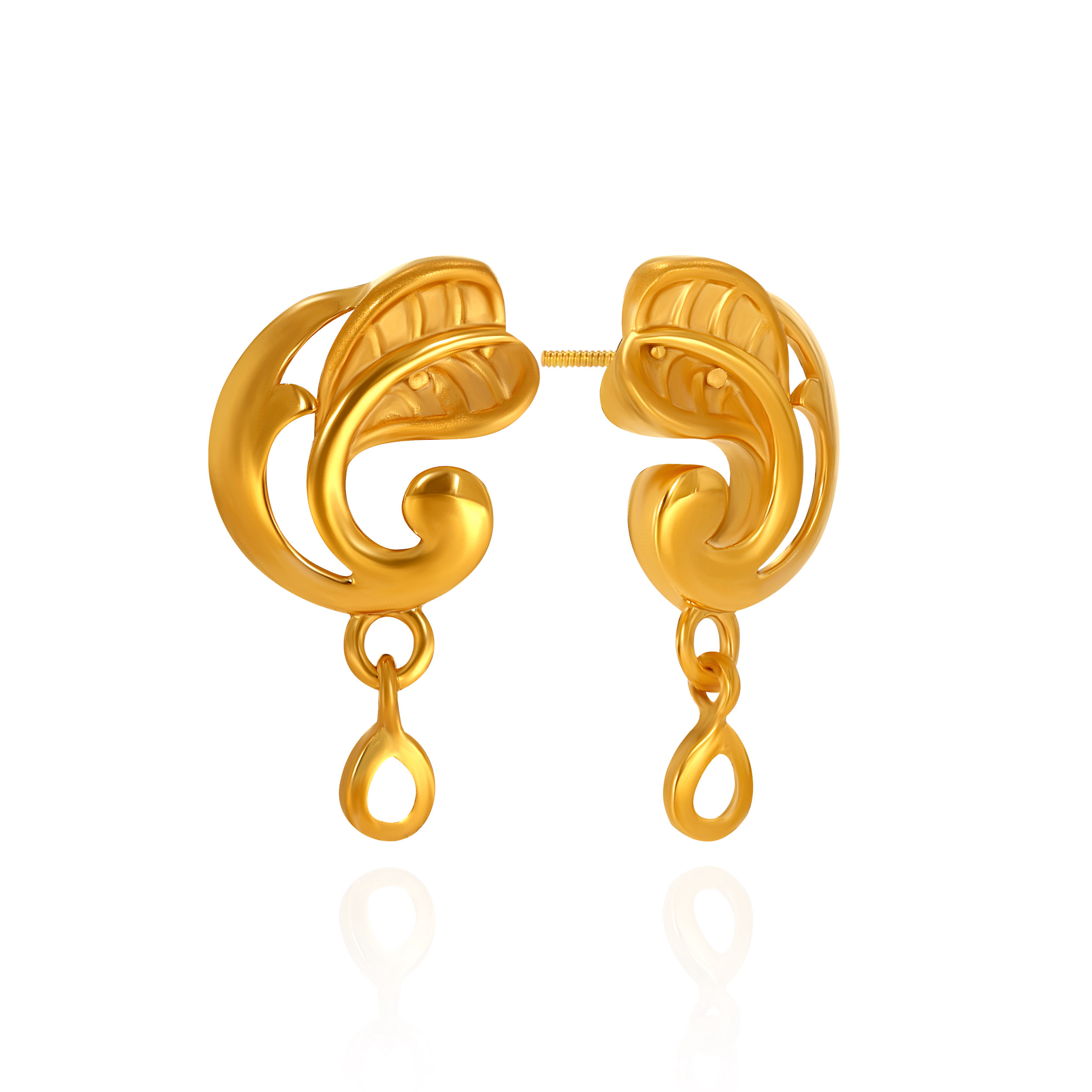 Poise Leaf Gold Drop Earrings - Senco Gold and Diamonds