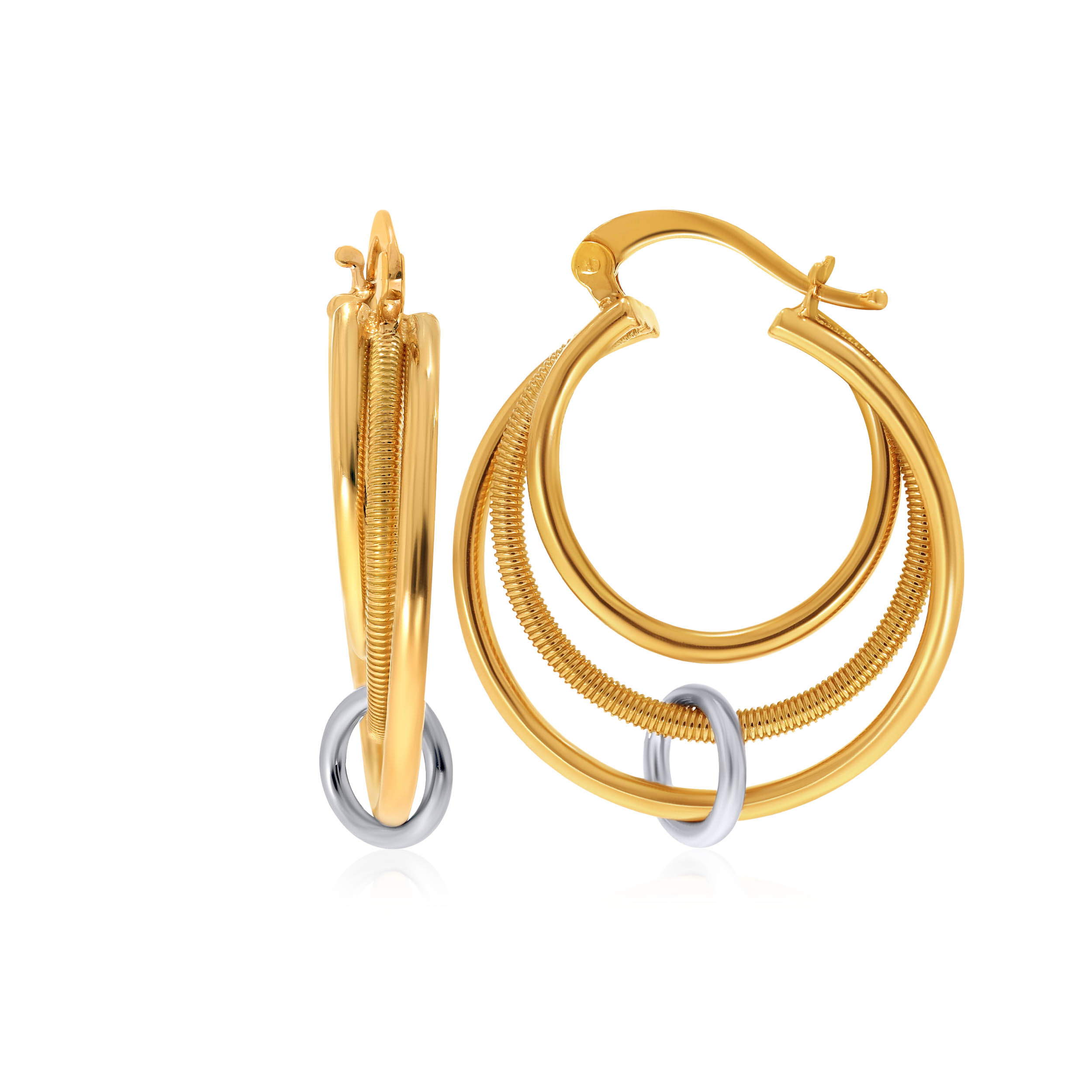 Glamorous Trio Gold Hoop Earrings - Senco Gold and Diamonds