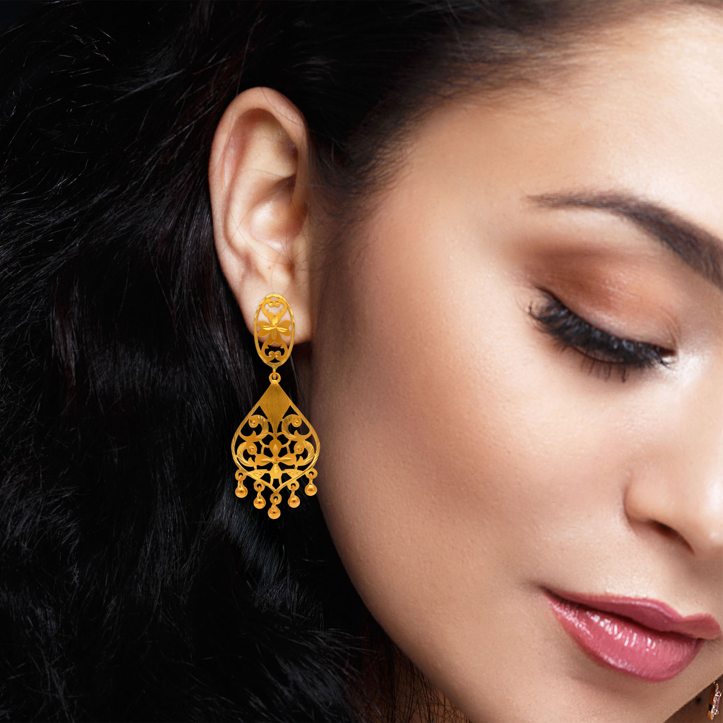 Intrica Filigree Gold Earrings - Senco Gold and Diamonds