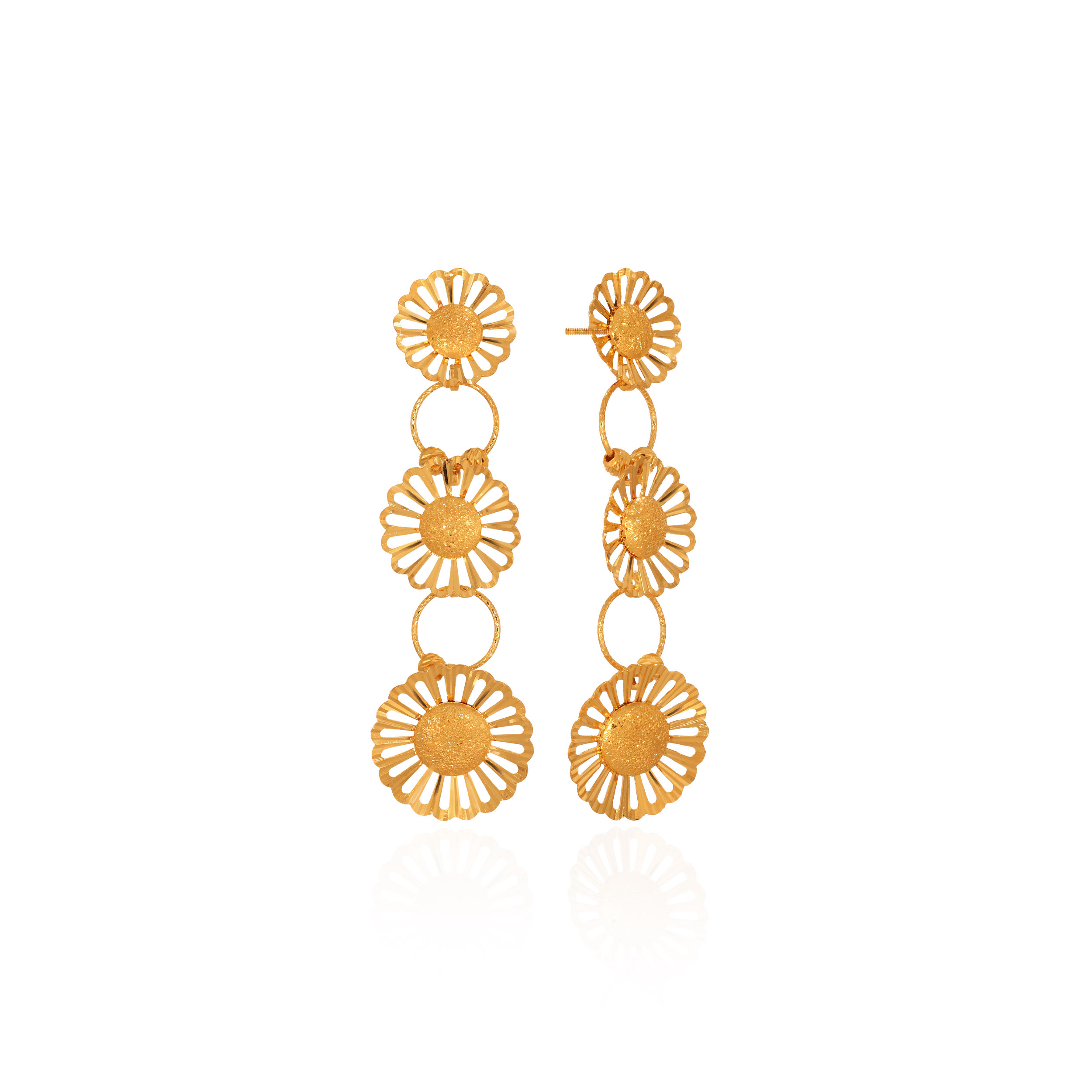 Marigold Trio Gold Drop Earrings - Senco Gold and Diamonds