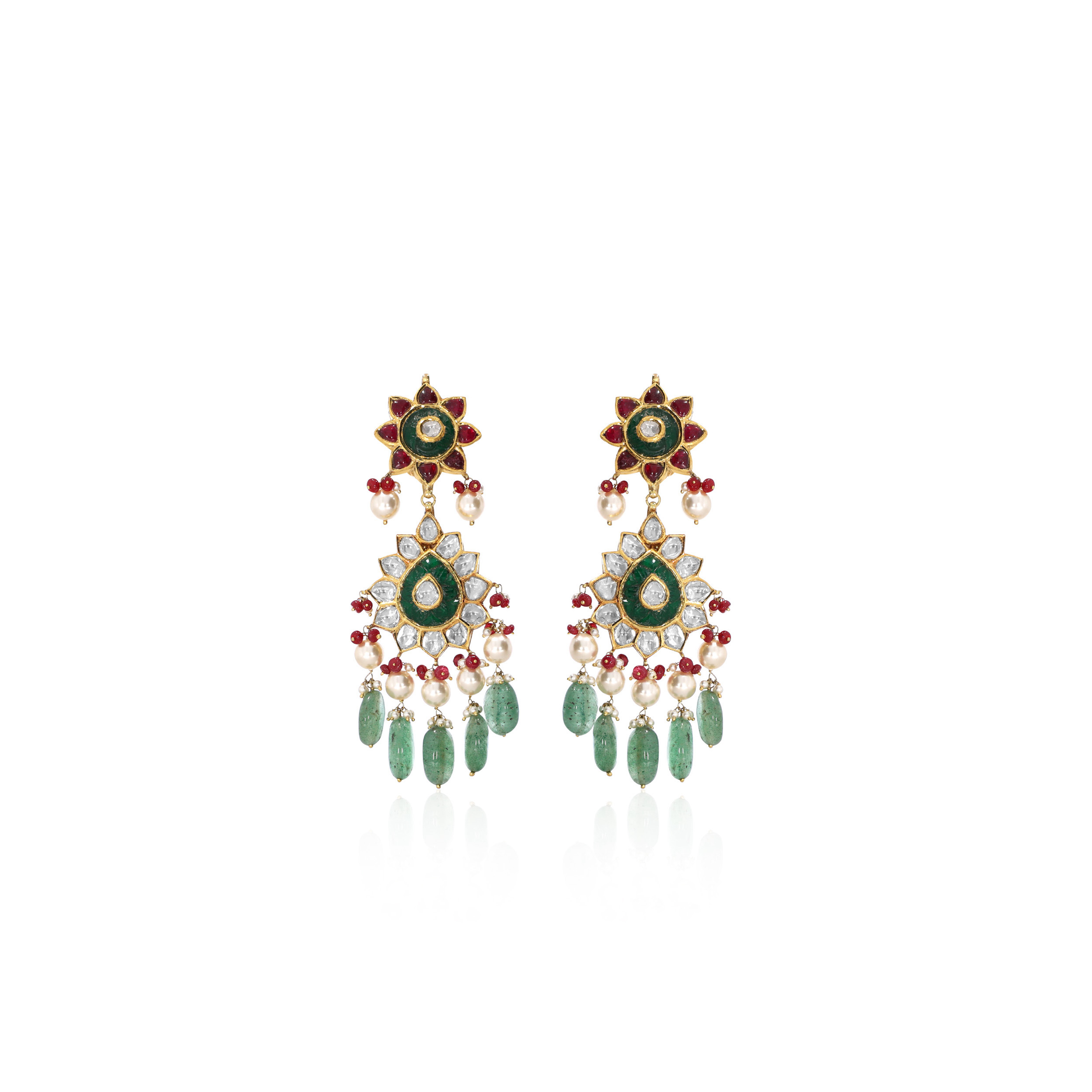 Bridal Bliss Gold Kundan Danglers - Senco Gold and Diamonds