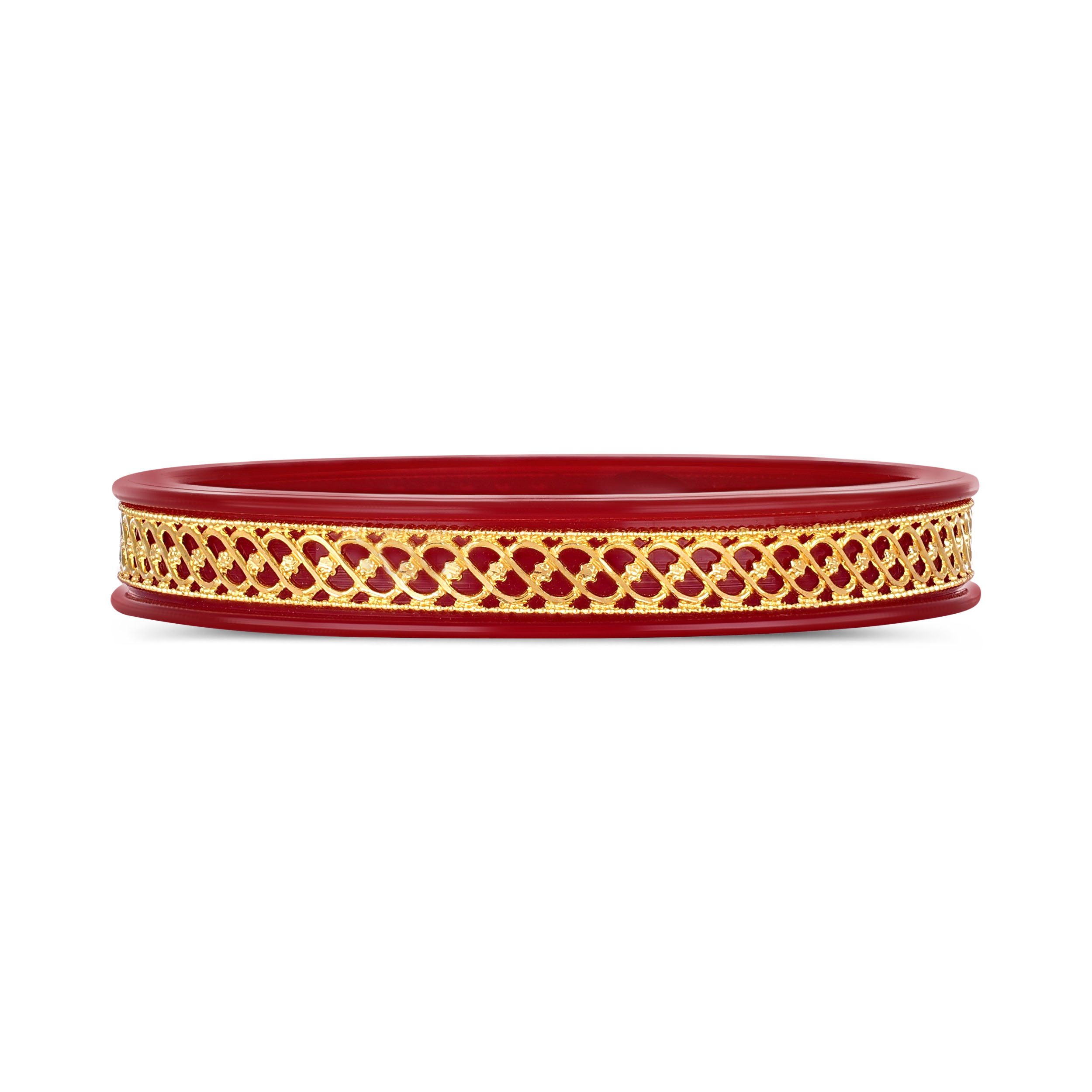 Carmine Bloom Gold Pola Bangle - Senco Gold and Diamonds