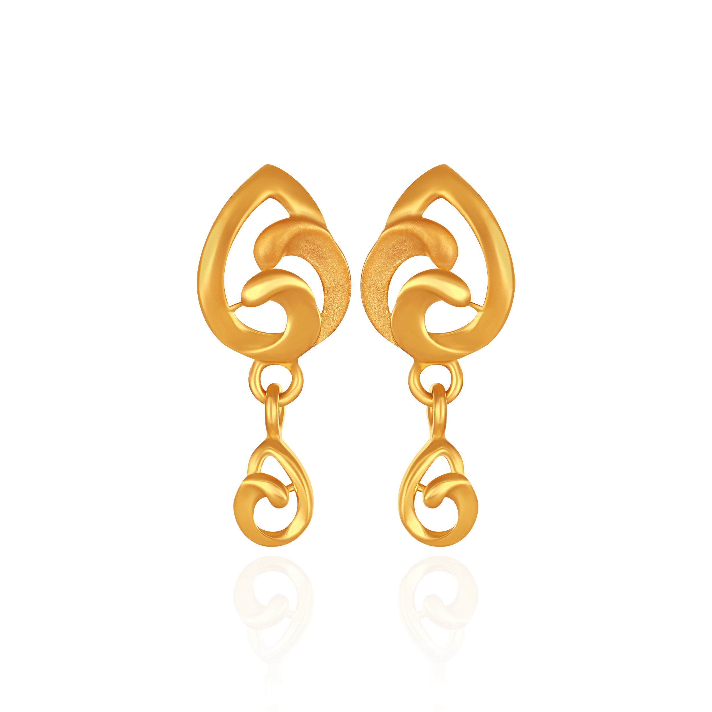 Scrollwork Sway Gold Drop Earrings - Senco Gold and Diamonds