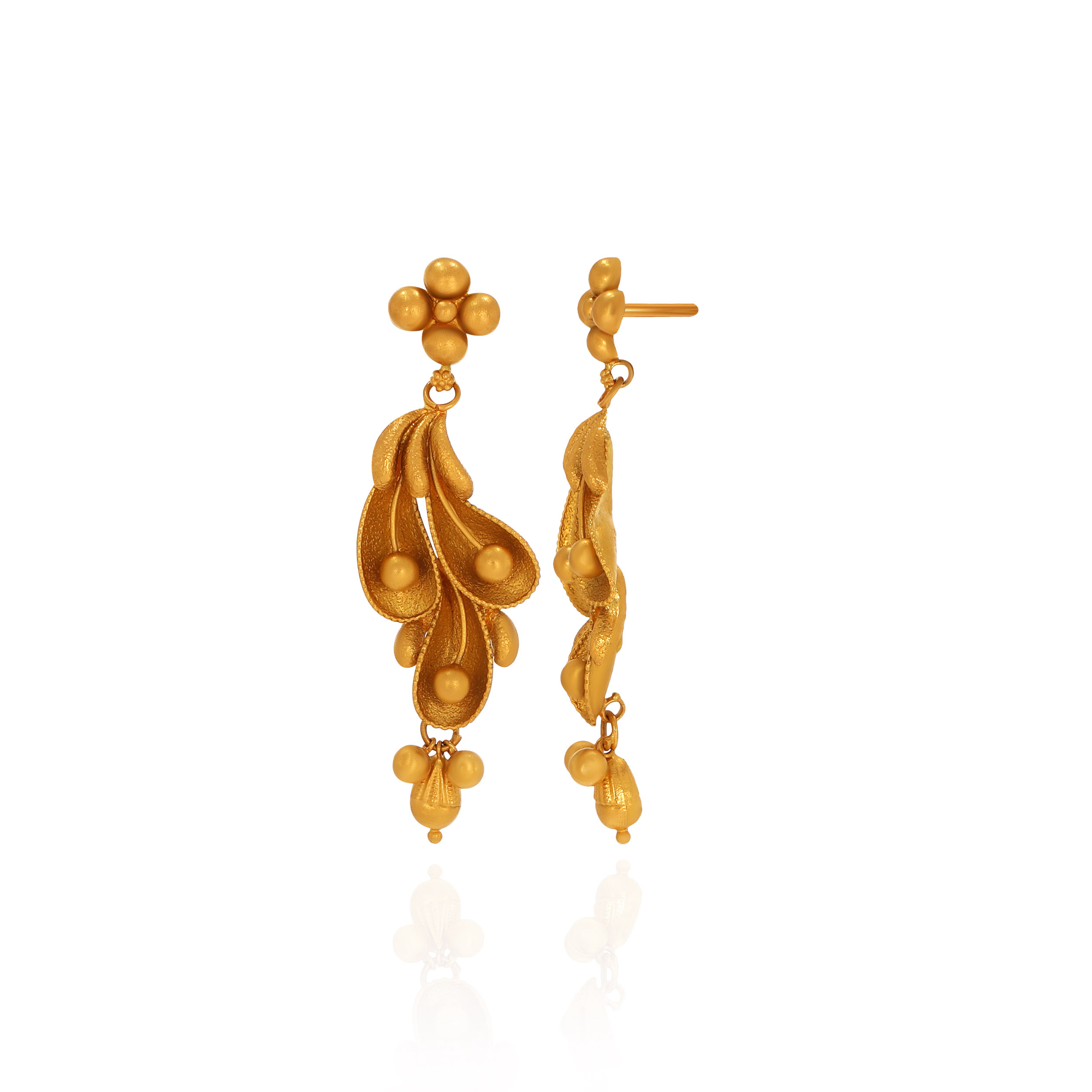 Ornate Petal Gold Earrings - Senco Gold and Diamonds