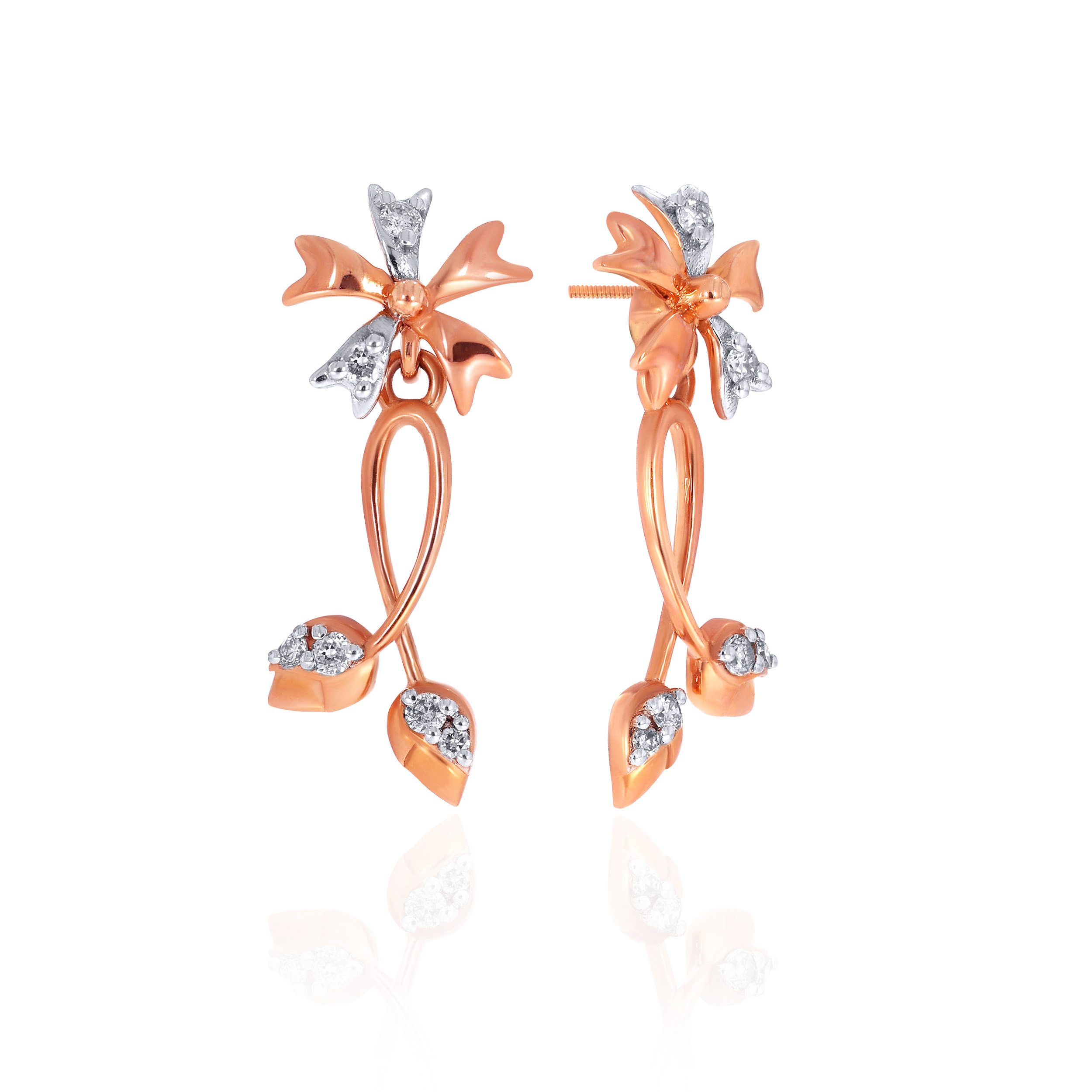 Divine Bloom Diamond Drop Earrings - Senco Gold and Diamonds