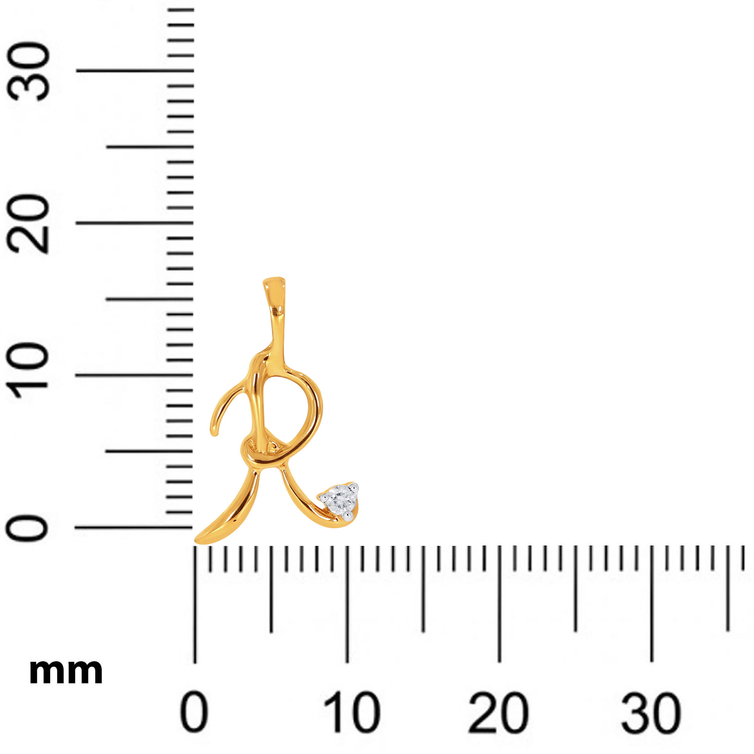18K Yellow Gold R Alphabet Diamond Pendant-DPN-D000748615 - Senco Gold and Diamonds