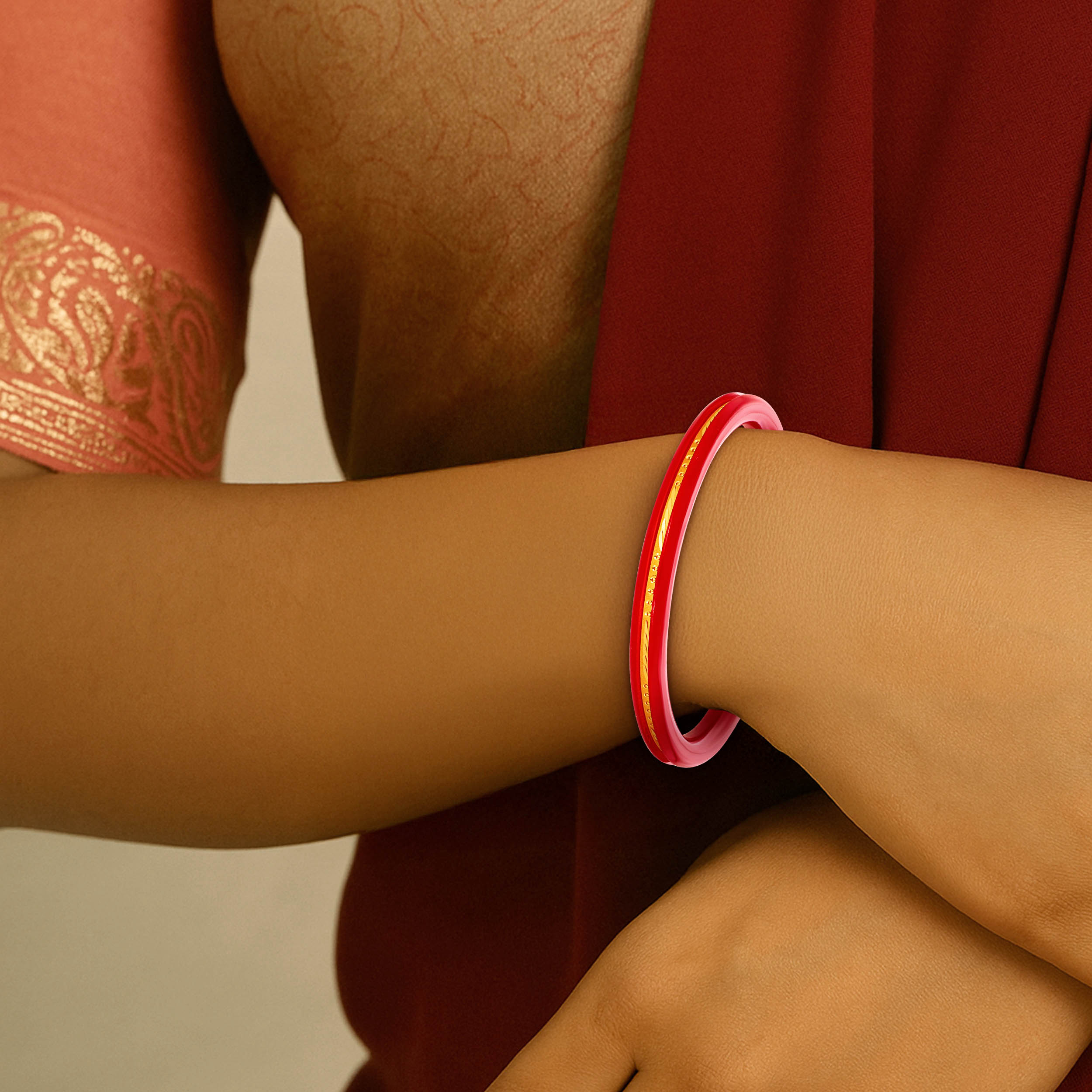 Ethnic Charm Gold Pola Bangle - Senco Gold and Diamonds