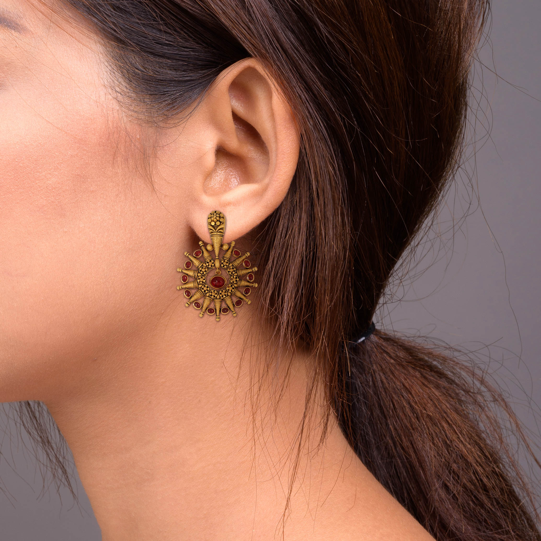 Rustic Tribal Gold Earrings - Senco Gold and Diamonds